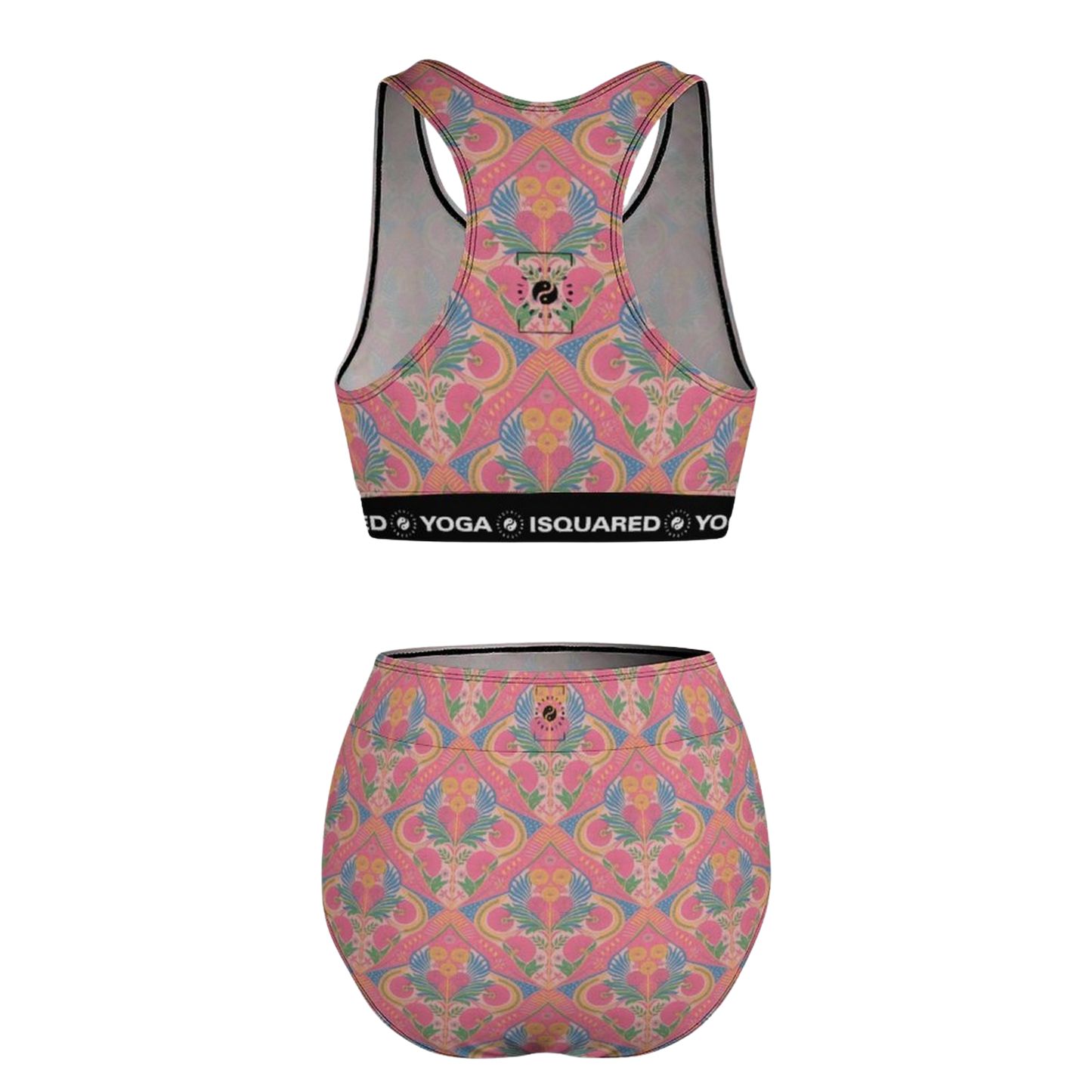 Jaipur Love hot yoga bikini set with quick-dry stretch fabric, detachable pads, and bold Rajasthan-inspired print
