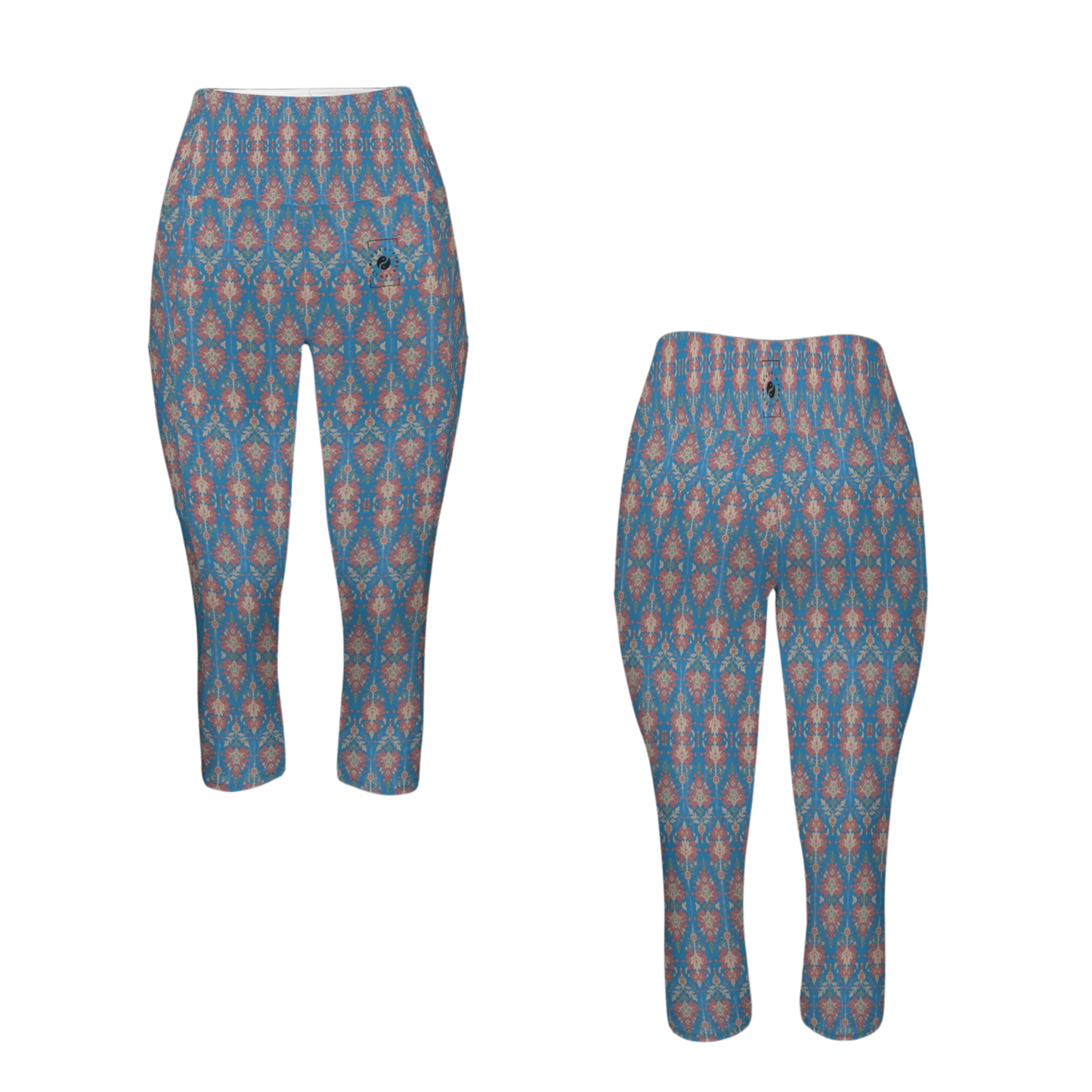 Jaipur Love iSquared Pocket Capri leggings with high-rise waist, mid-calf fit, all-over print, and two side pockets