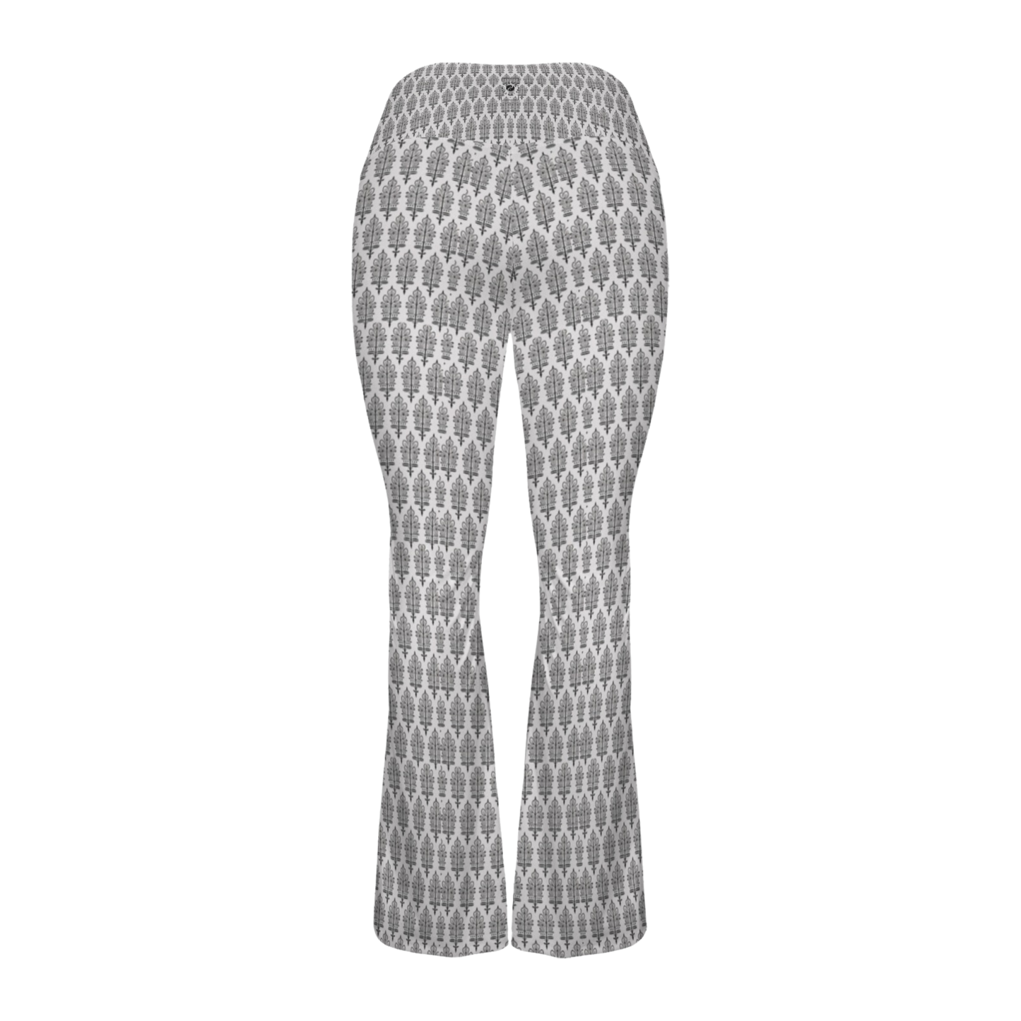 Jaipur Love Cross Waisted Flare Leggings with crossover waistband, V seam, flared leg, and printed stretch fabric