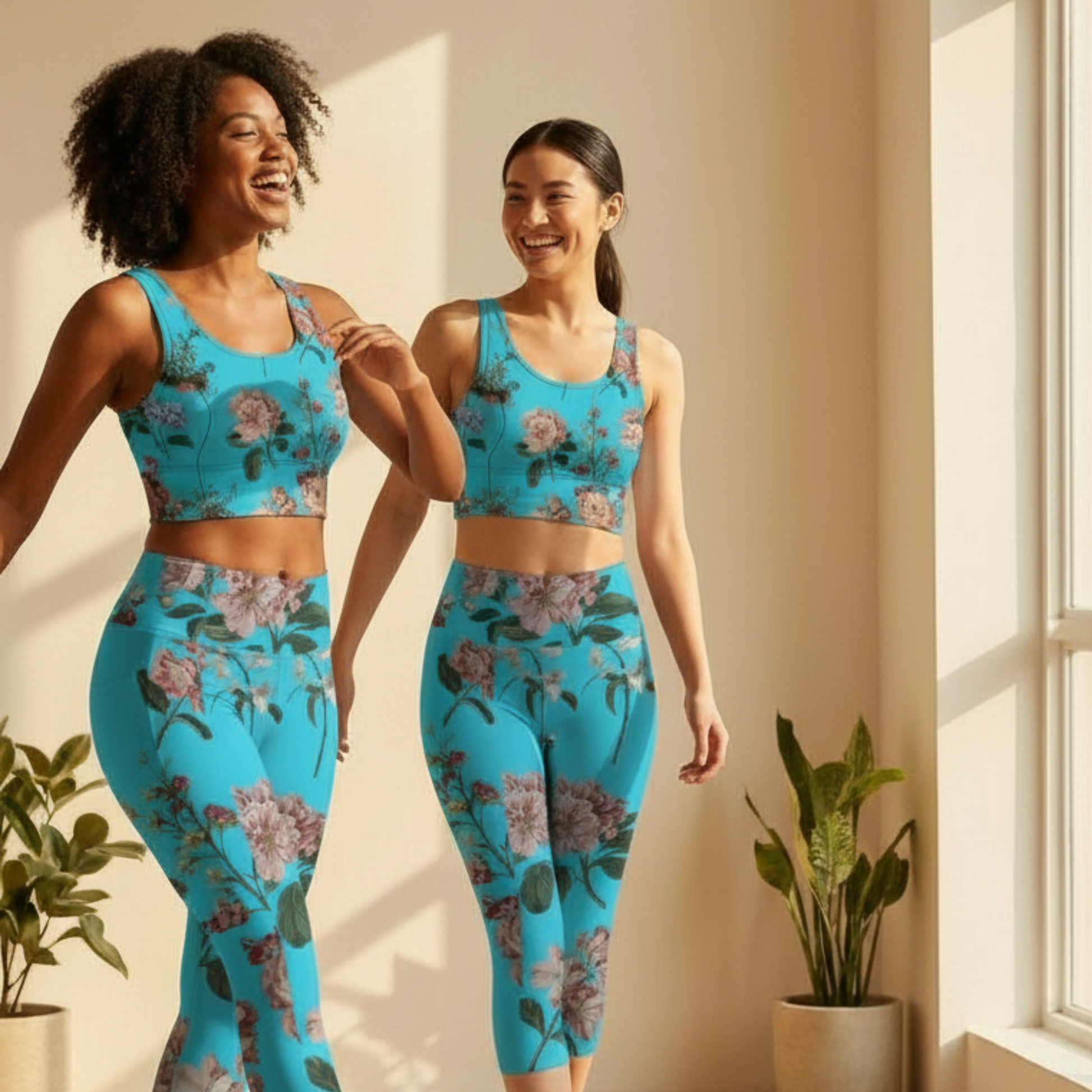 Botanicals iSquared Pocket Capri leggings with high-rise waistband, mid-calf length, and two side pockets