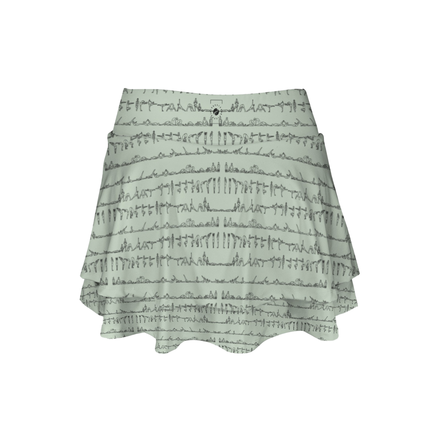 Bikram Pastel iSquared Ruffle Skirt with high waist, layered ruffle hem, and built-in shorts liner
