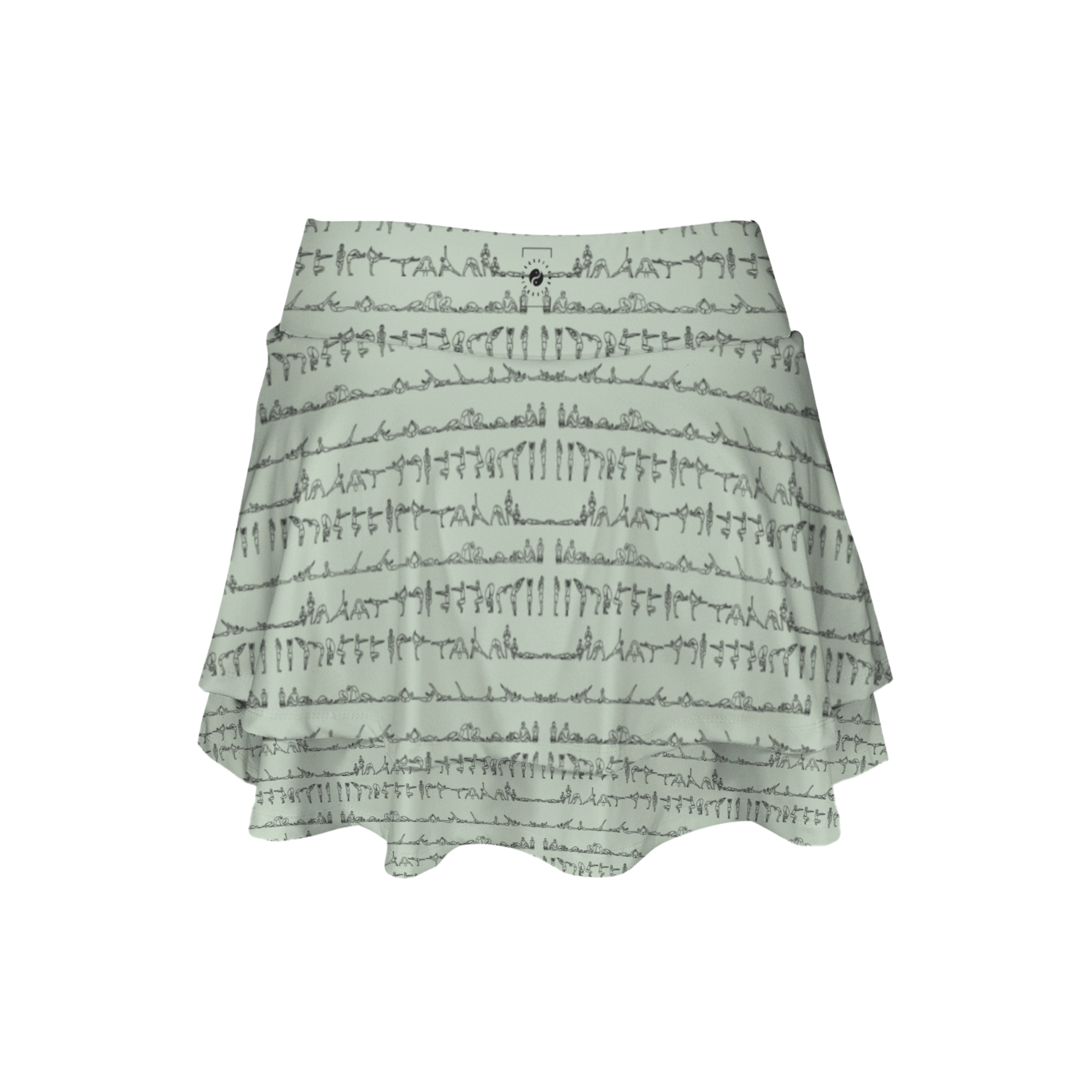 Bikram Pastel iSquared Ruffle Skirt with high waist, layered ruffle hem, and built-in shorts liner