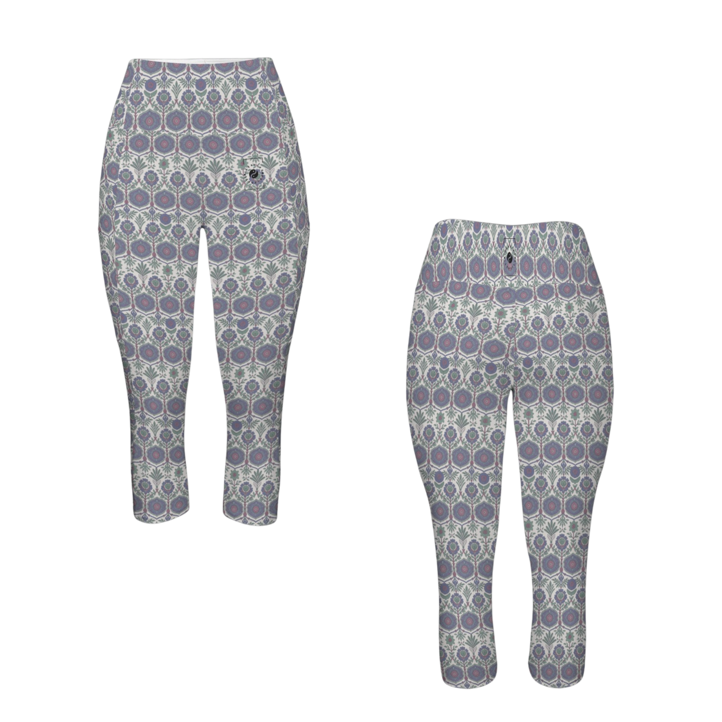 Jaipur Love iSquared Pocket Capri leggings with high-rise waist, mid-calf fit, all-over print, and two side pockets