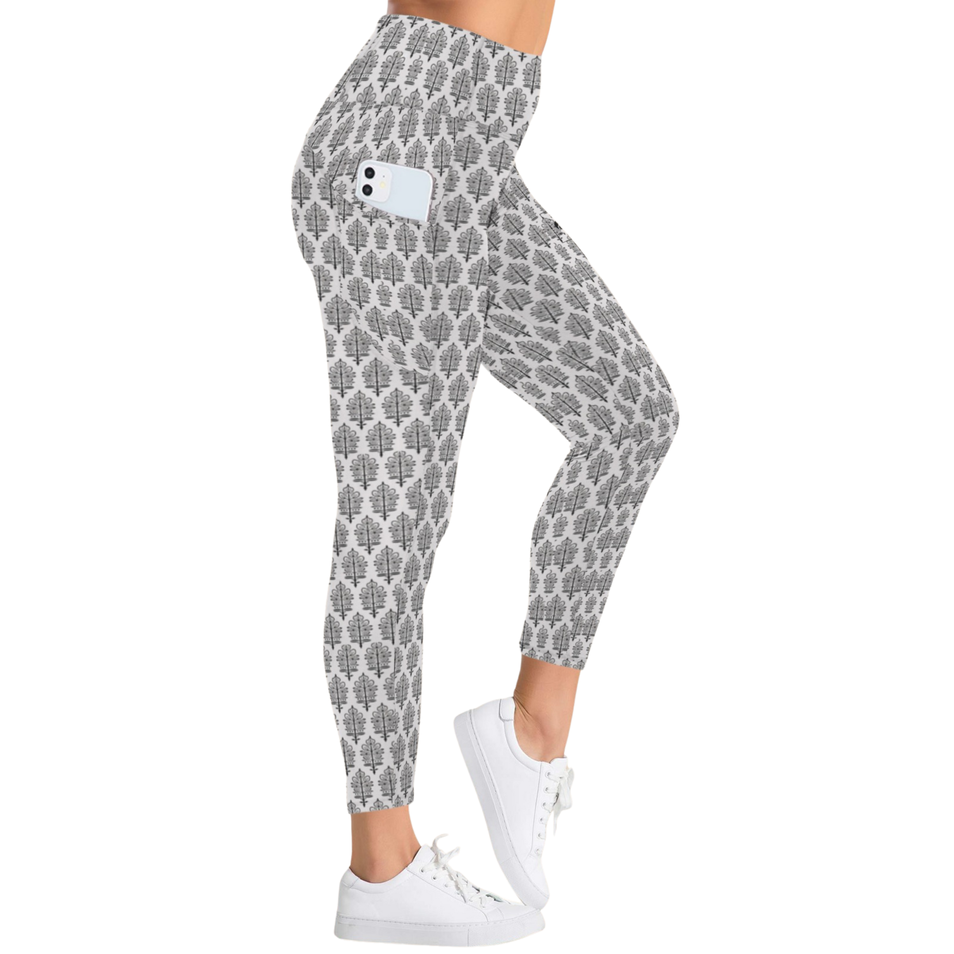 Jaipur Love iSquared Pocket Leggings with high-rise waistband, 4-way stretch fabric, and two side pockets