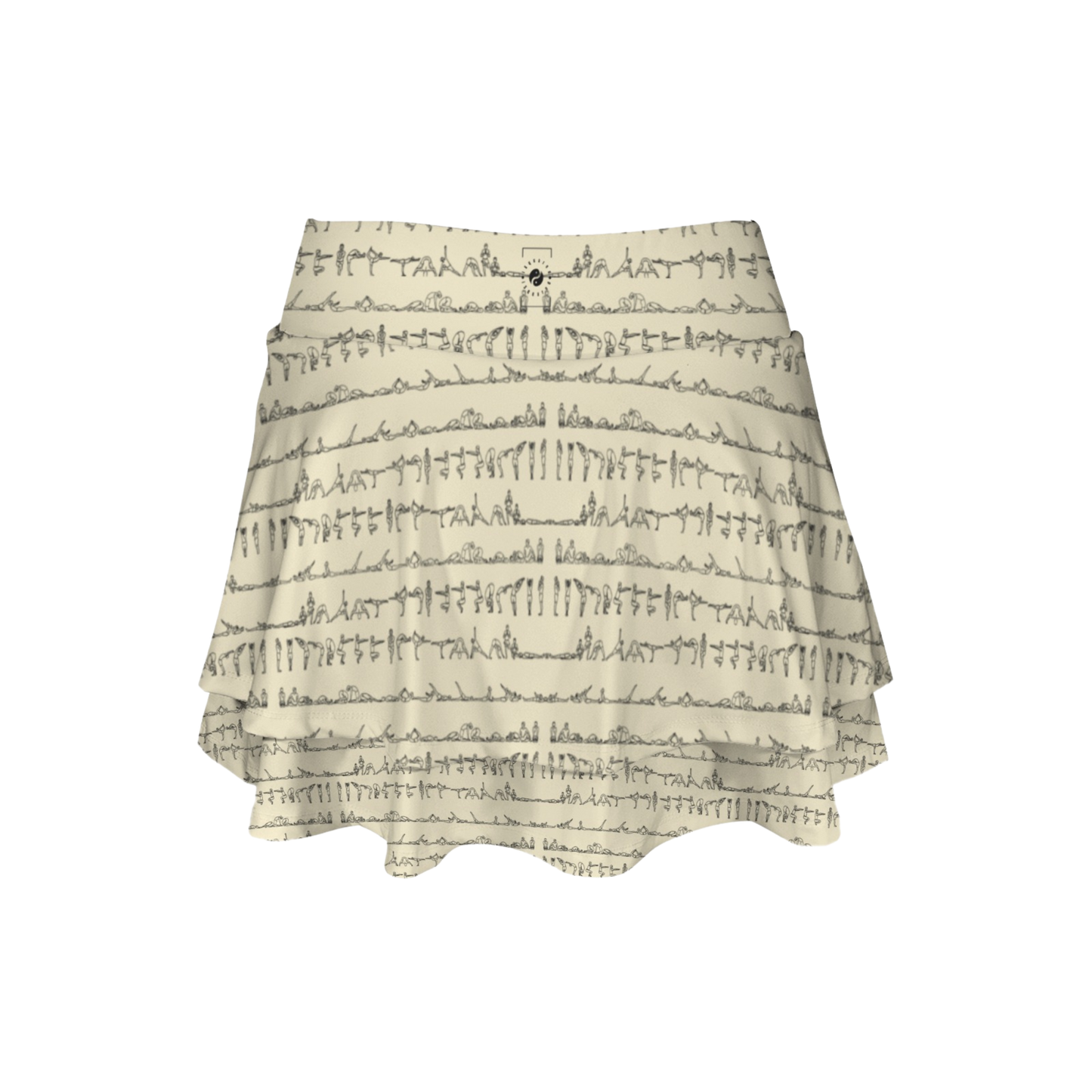 Bikram Pastel iSquared Ruffle Skirt with high waist, layered ruffle hem, and built-in shorts liner