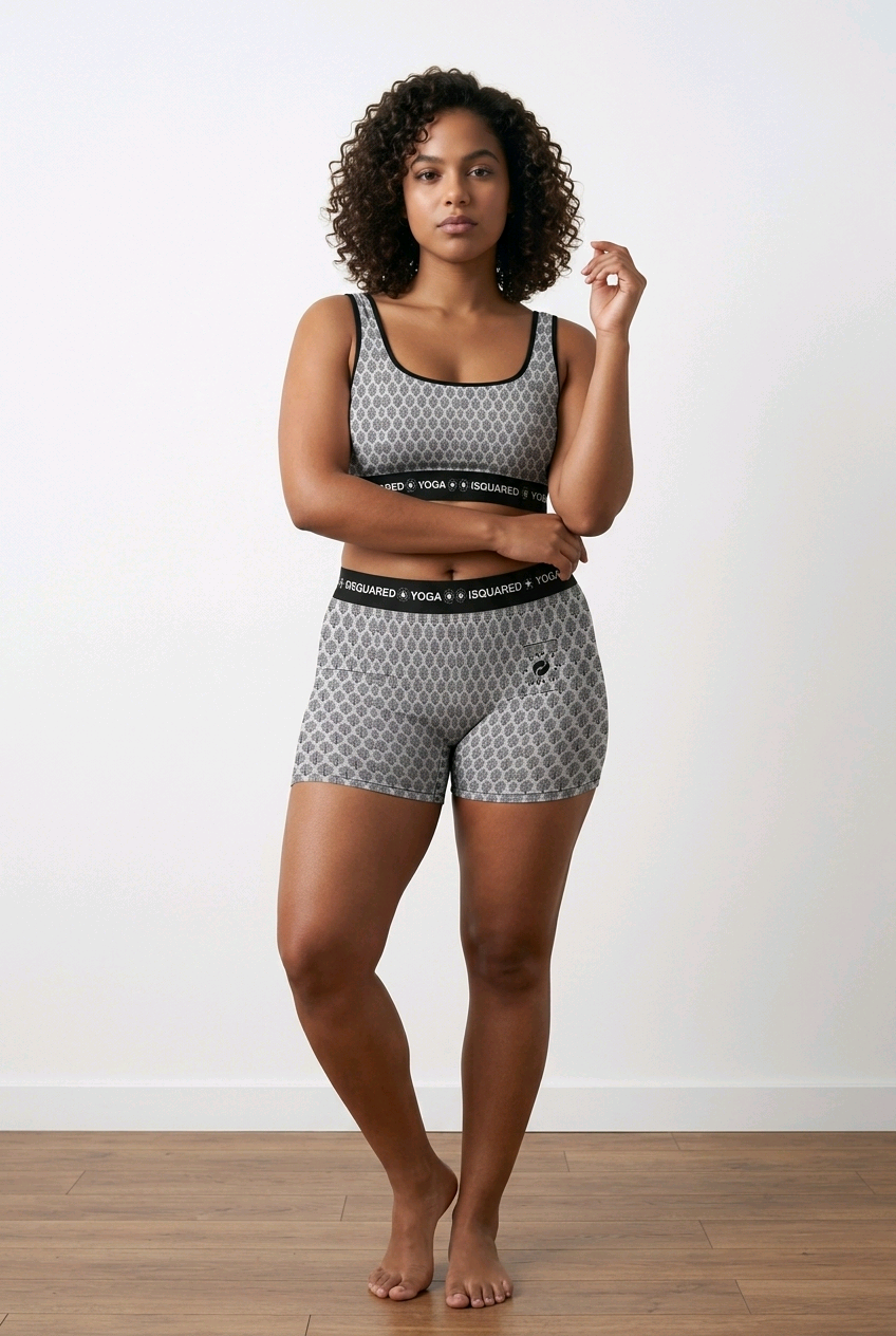 Jaipur Love iSquared Yoga Set with printed sports bra and leggings in moisture-wicking 78% polyester 22% spandex
