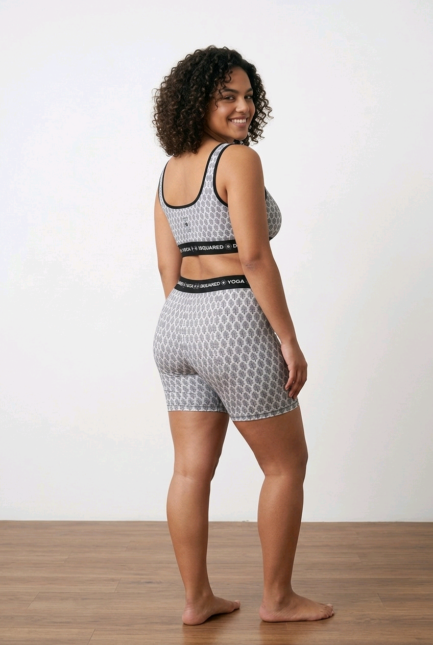 Jaipur Love iSquared Yoga Set with printed sports bra and leggings in moisture-wicking 78% polyester 22% spandex