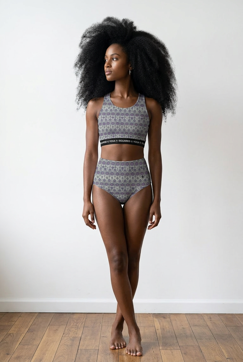 Jaipur Love hot yoga bikini set with quick-dry stretch fabric, detachable pads, and bold Rajasthan-inspired print