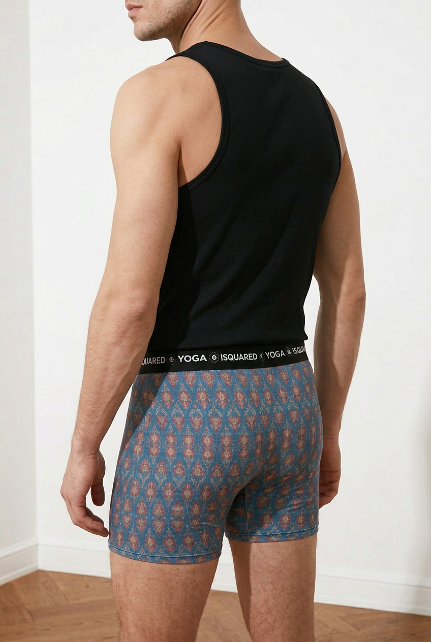 Jaipur Love iSquared Yoga Shorts with all-over print, wide waistband, and fitted unisex stretch design