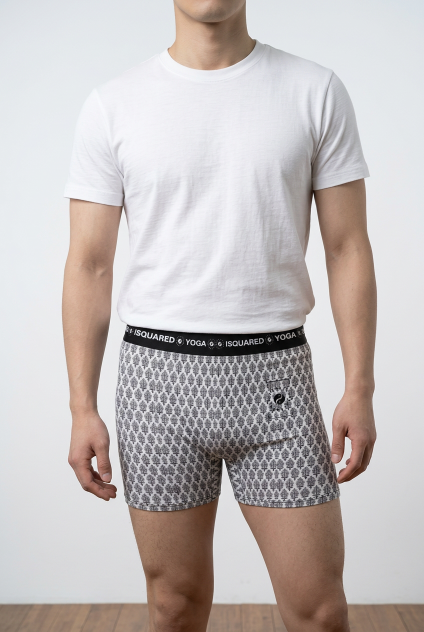 Jaipur Love iSquared Yoga Shorts with all-over print, wide waistband, and fitted unisex stretch design