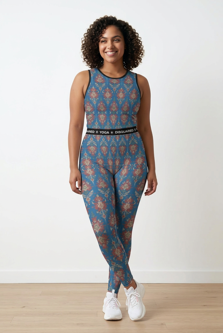 Jaipur Love sleeveless yoga jumpsuit with stretch fit and Rajasthan-inspired print for workouts and athleisure