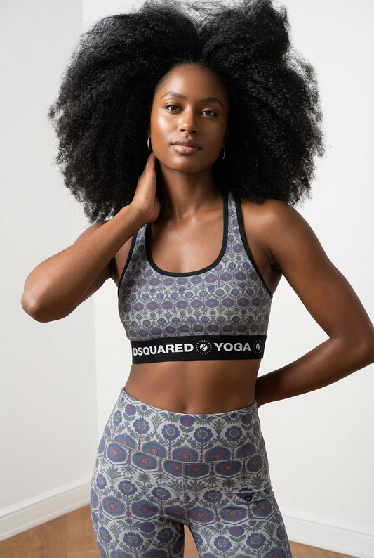 Jaipur Love Dynamic Lift Sports Bra with X-back design and printed moisture-wicking fabric
