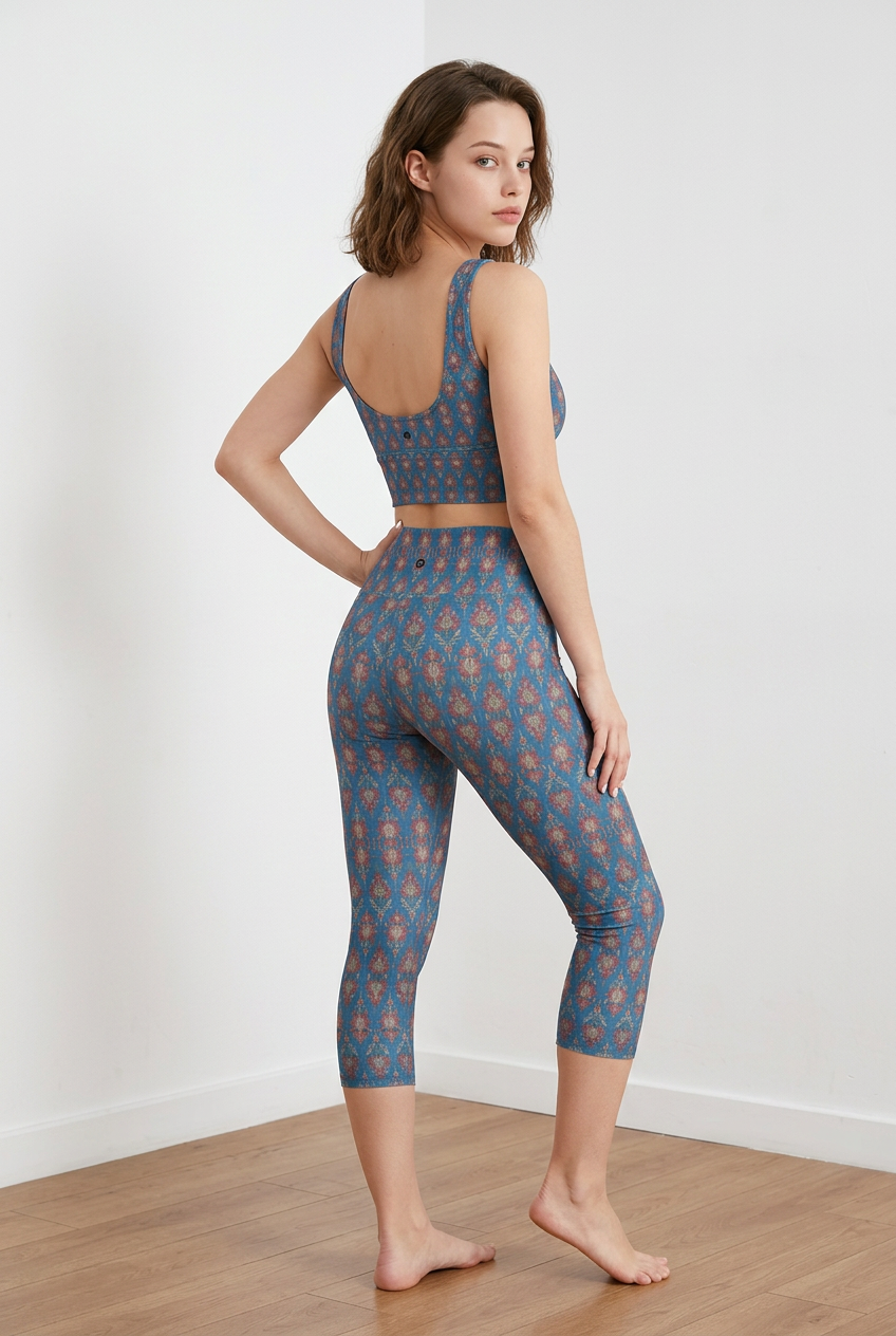 Jaipur Love iSquared Pocket Capri leggings with high-rise waist, mid-calf fit, all-over print, and two side pockets