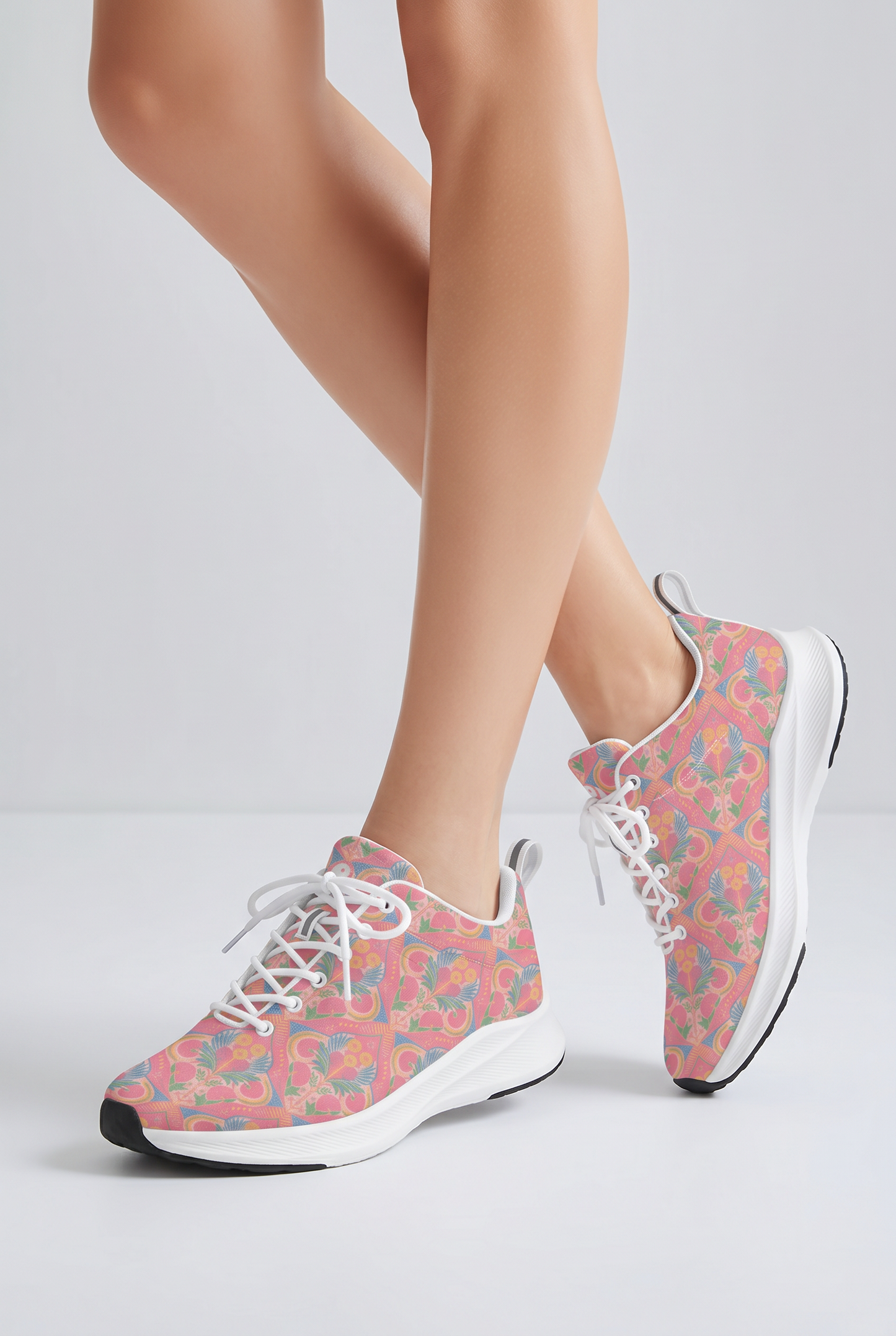 Jaipur Love iSquared Women Runners in vegan faux suede with reflective accents, mesh lining, and printed low-top design