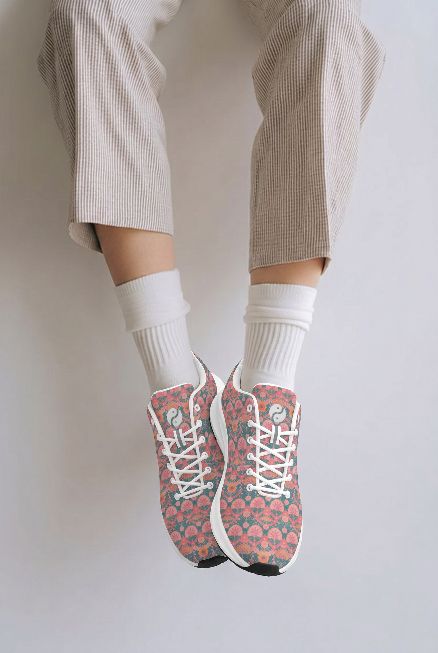 Jaipur Love iSquared Women Runners in vegan faux suede with reflective accents, mesh lining, and printed low-top design