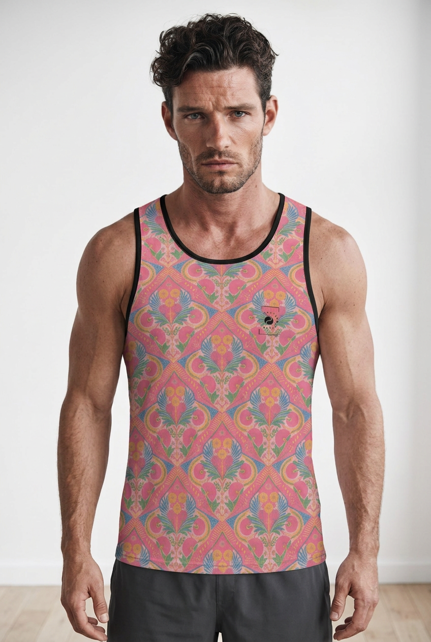 Jaipur Love iSquared Tank Top, sleeveless stretch top in printed Rajasthan-inspired patterns for workouts and layering