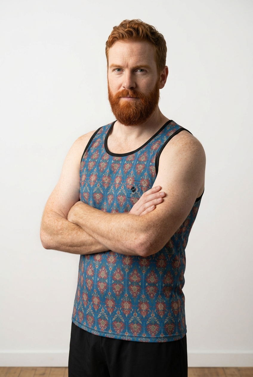 Jaipur Love iSquared Tank Top, sleeveless stretch top in printed Rajasthan-inspired patterns for workouts and layering
