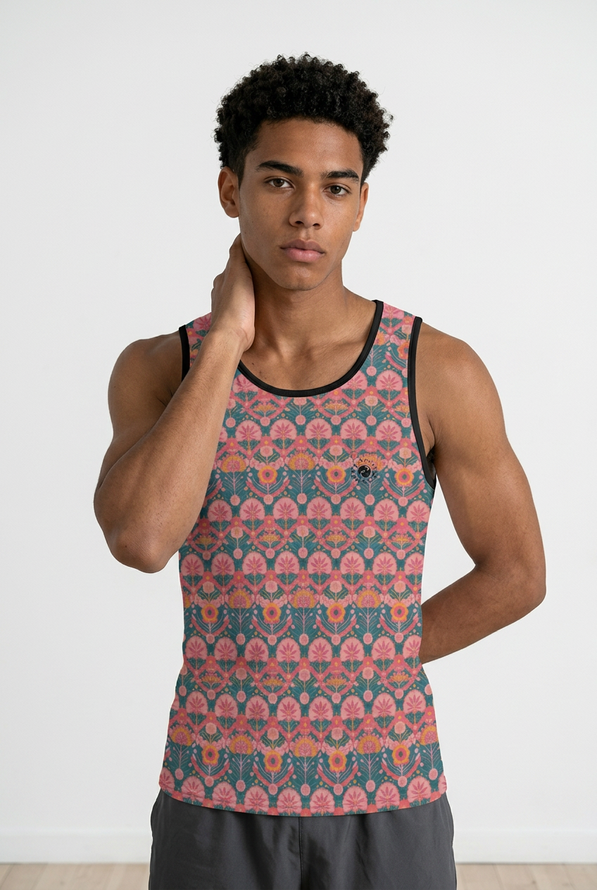 Jaipur Love iSquared Tank Top, sleeveless stretch top in printed Rajasthan-inspired patterns for workouts and layering