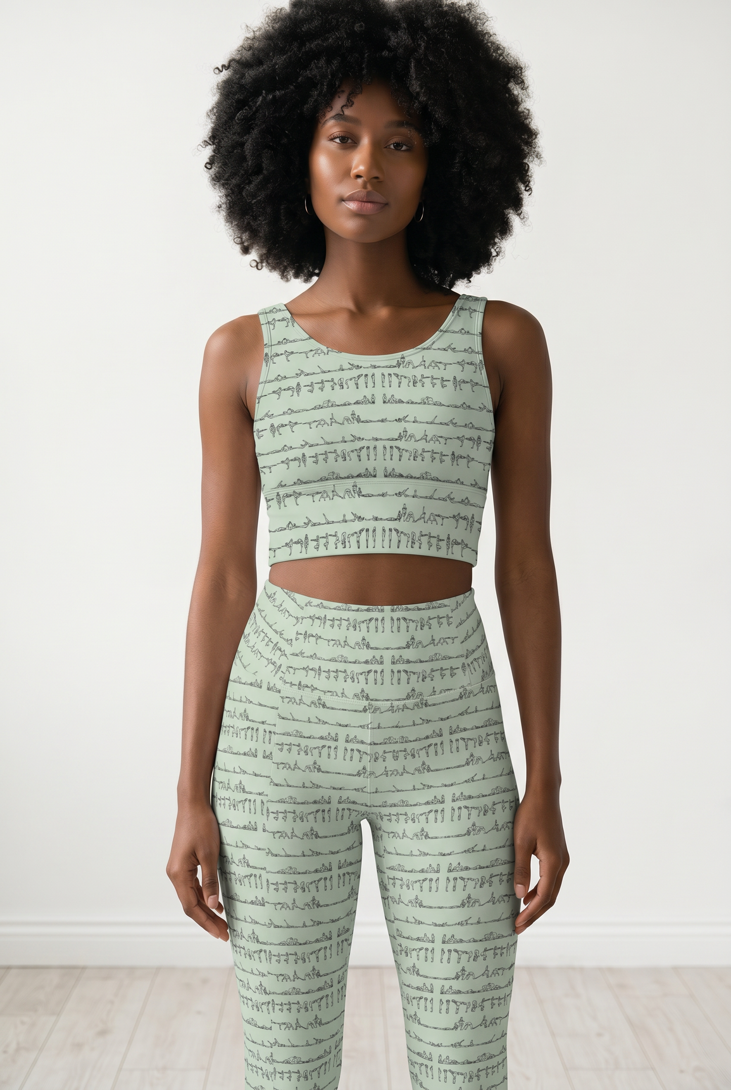 Bikram Pastel iSquared Crop Top with U-back, removable pads, cropped fit, and pastel all-over print