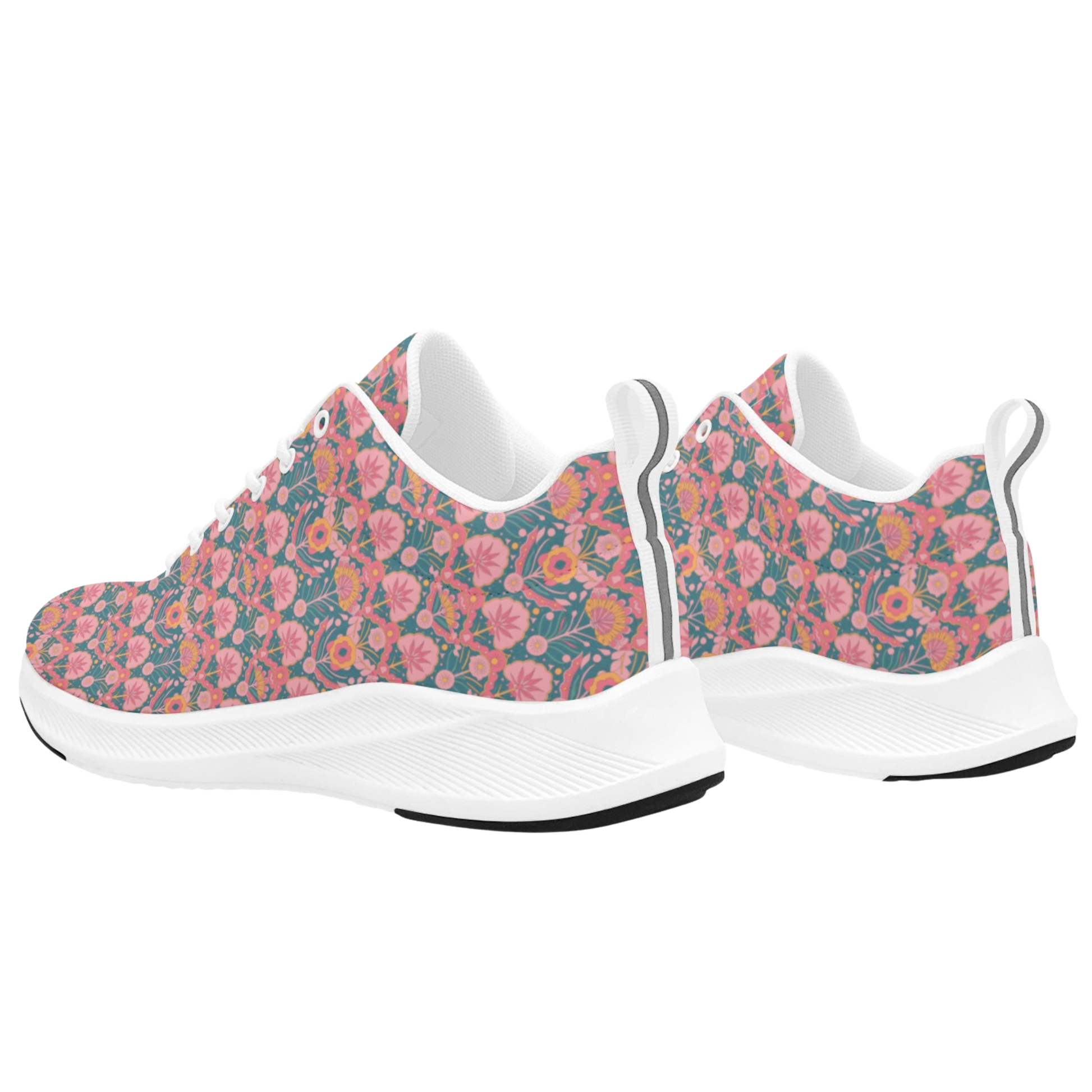 Jaipur Love iSquared Women Runners in vegan faux suede with reflective accents, mesh lining, and printed low-top design