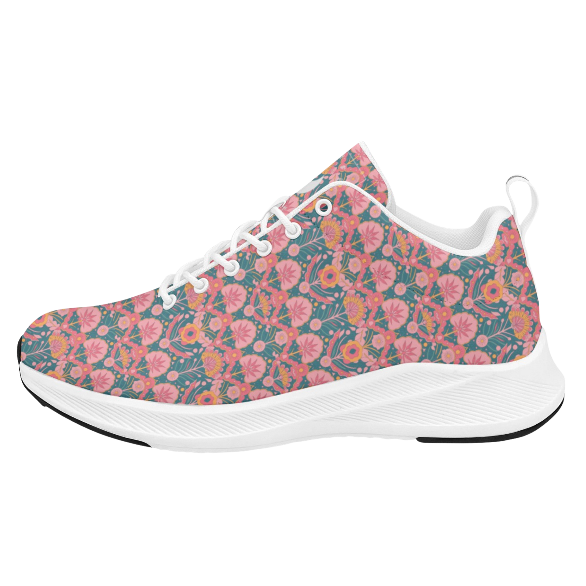 Jaipur Love iSquared Women Runners in vegan faux suede with reflective accents, mesh lining, and printed low-top design