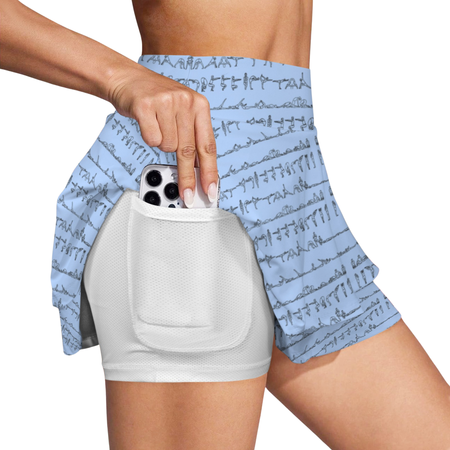 Bikram Pastel iSquared Ruffle Skirt with high waist, layered ruffle hem, and built-in shorts liner