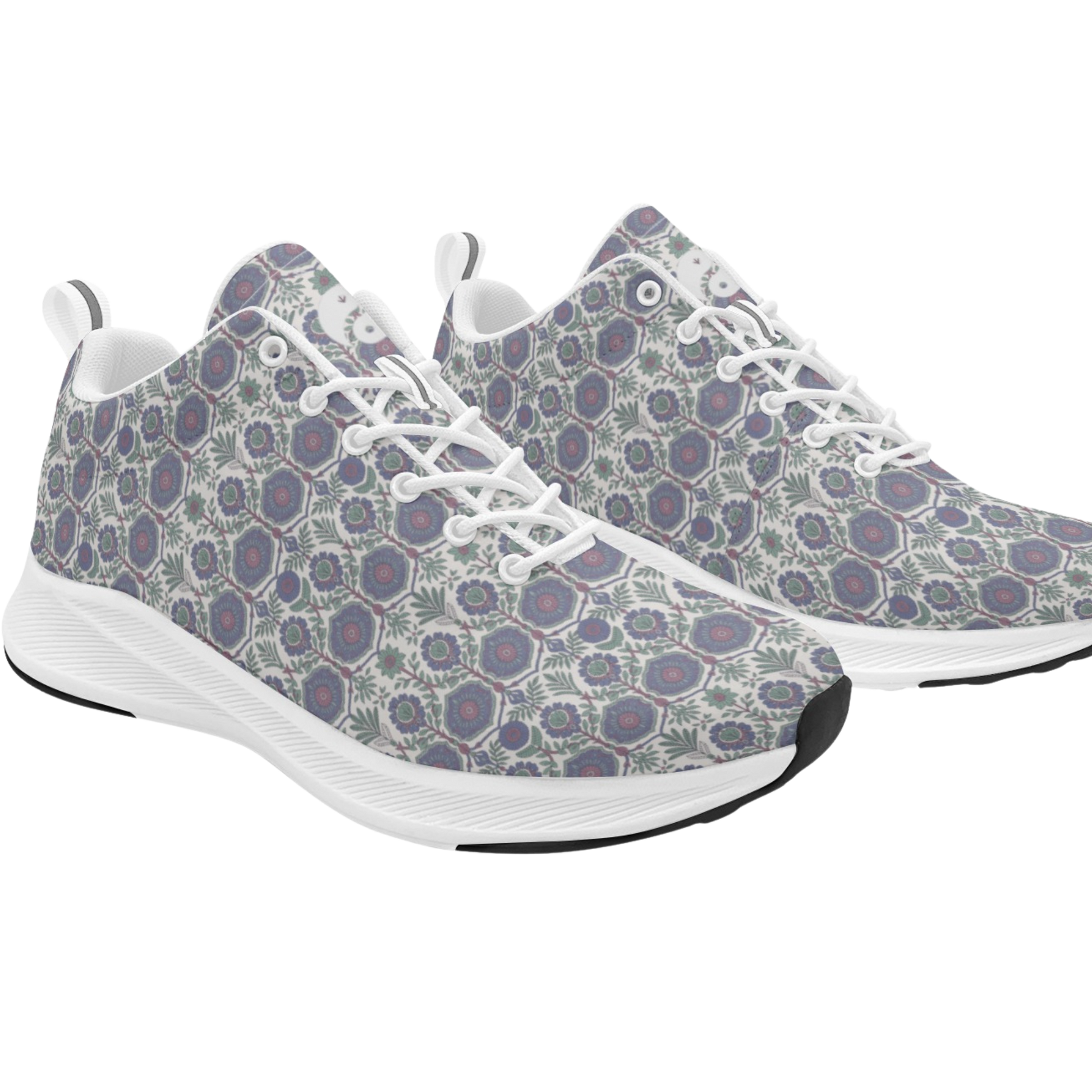 Jaipur Love iSquared Women Runners in vegan faux suede with reflective accents, mesh lining, and printed low-top design