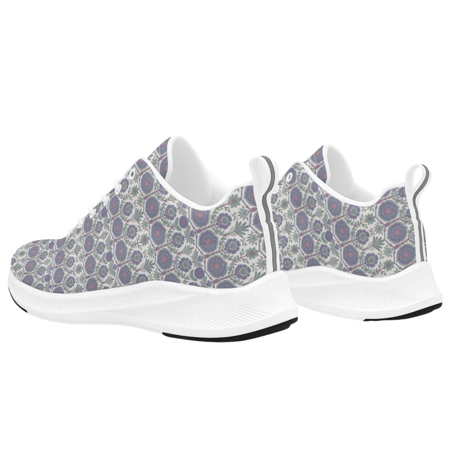 Jaipur Love iSquared Women Runners in vegan faux suede with reflective accents, mesh lining, and printed low-top design