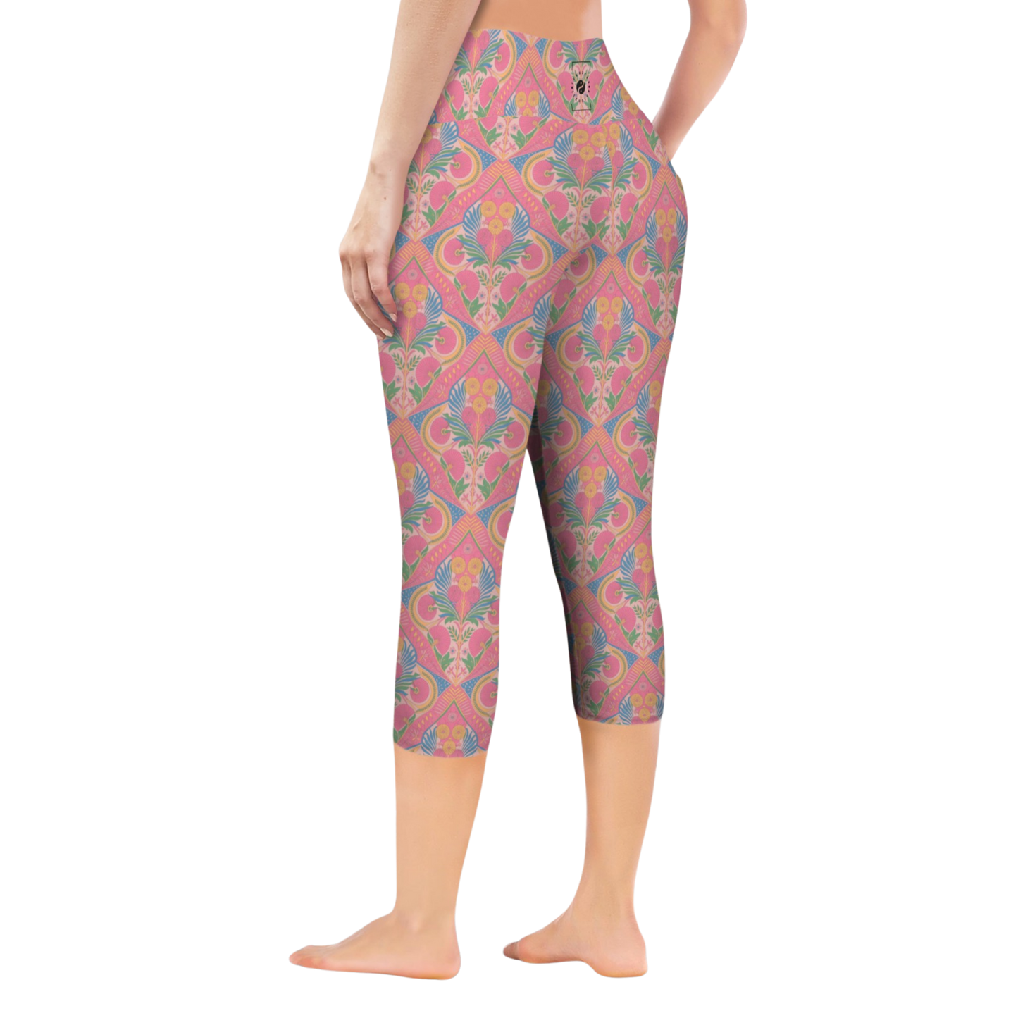 Jaipur Love iSquared Pocket Capri leggings with high-rise waist, mid-calf fit, all-over print, and two side pockets