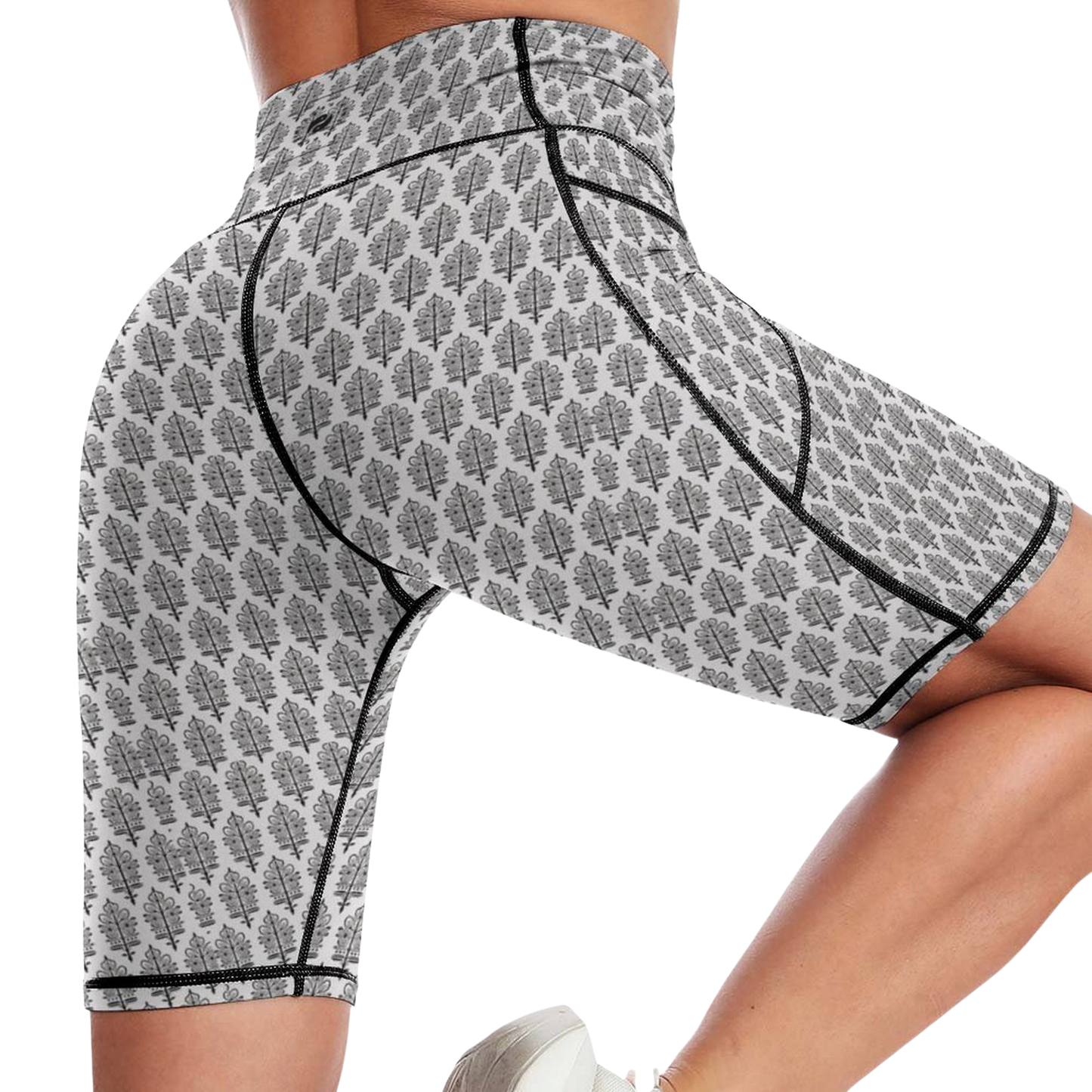 Jaipur Love iSquared Maureen high-waisted biker shorts with mid-thigh fit, printed fabric, and two side pockets