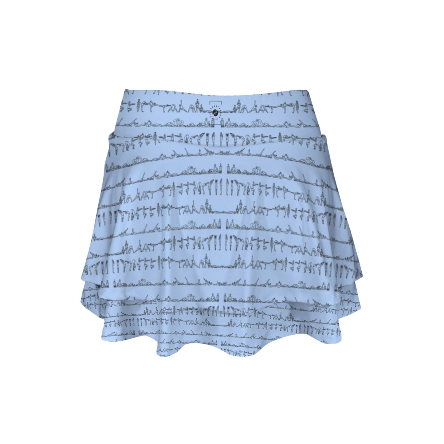 Bikram Pastel iSquared Ruffle Skirt with high waist, layered ruffle hem, and built-in shorts liner