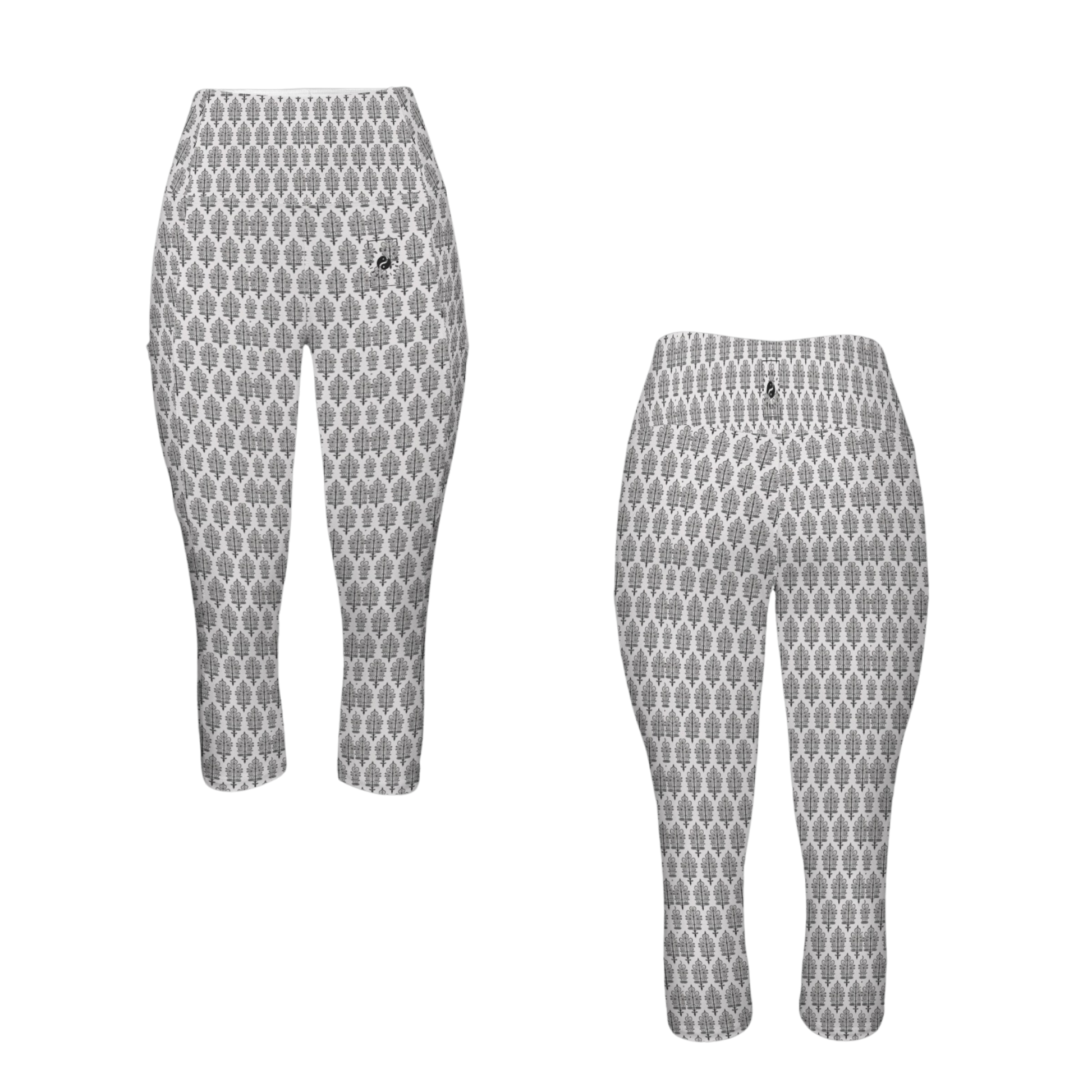 Jaipur Love iSquared Pocket Capri leggings with high-rise waist, mid-calf fit, all-over print, and two side pockets