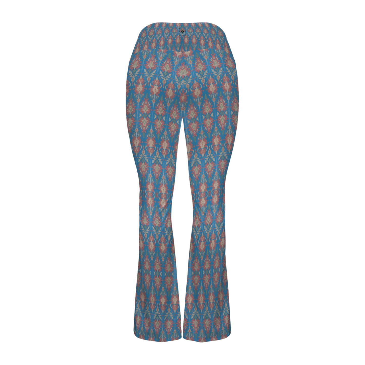 Jaipur Love Cross Waisted Flare Leggings with crossover waistband, V seam, flared leg, and printed stretch fabric