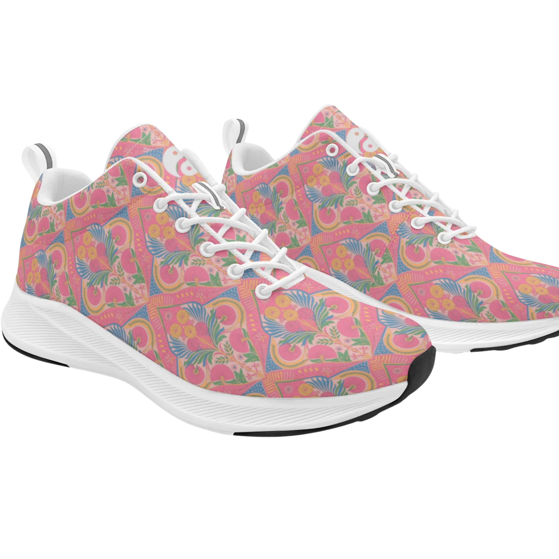 Jaipur Love iSquared Women Runners in vegan faux suede with reflective accents, mesh lining, and printed low-top design
