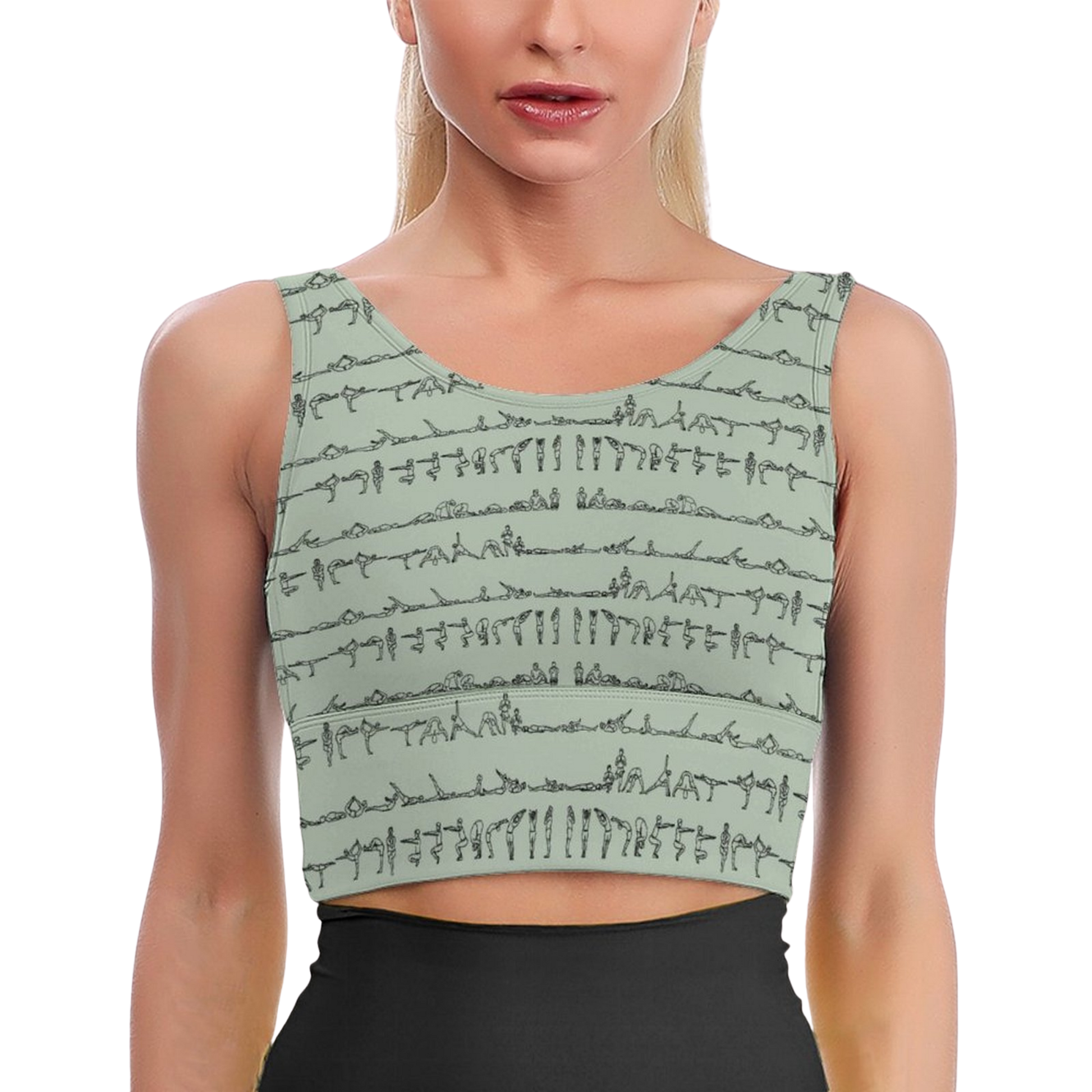Bikram Pastel iSquared Crop Top with U-back, removable pads, cropped fit, and pastel all-over print