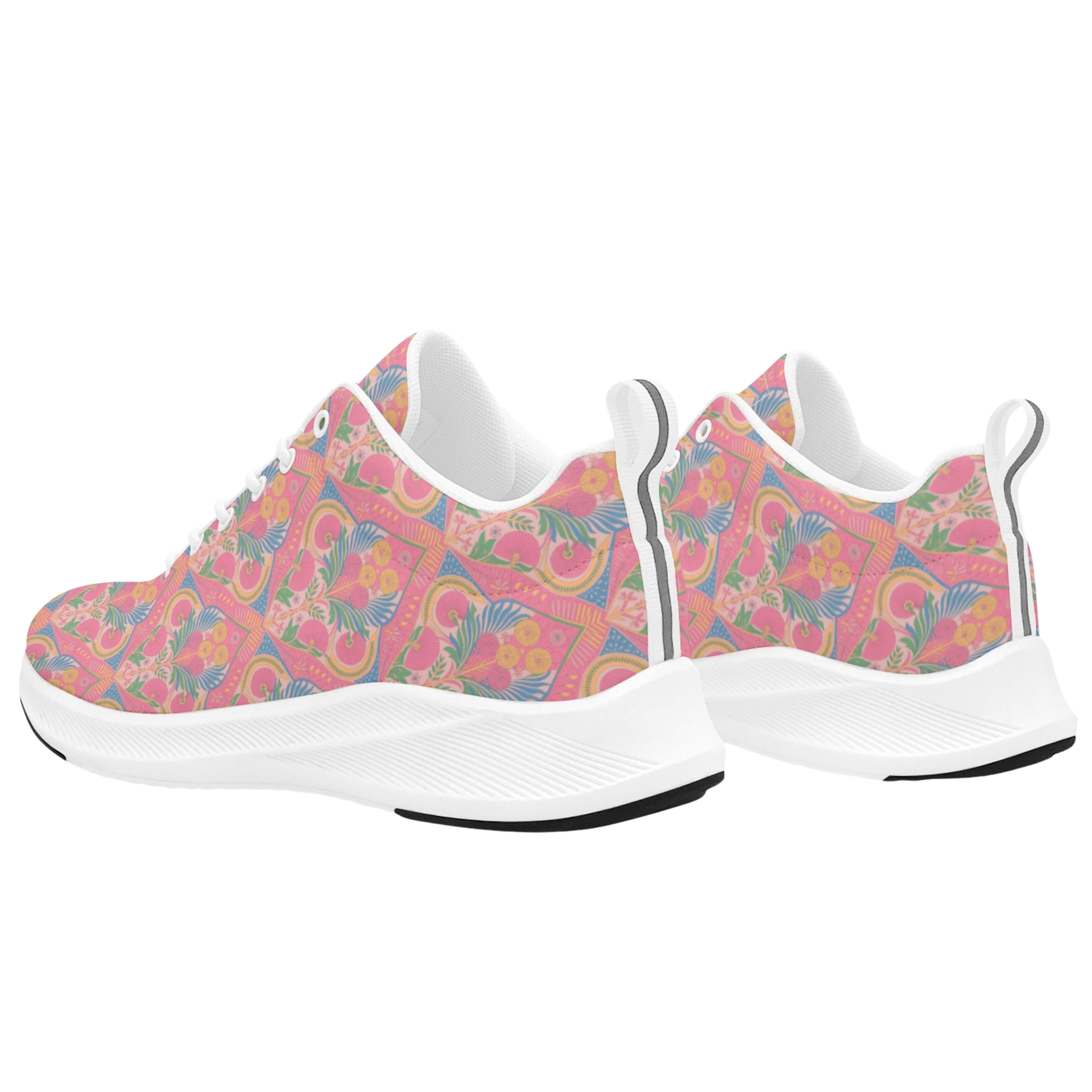 Jaipur Love iSquared Women Runners in vegan faux suede with reflective accents, mesh lining, and printed low-top design