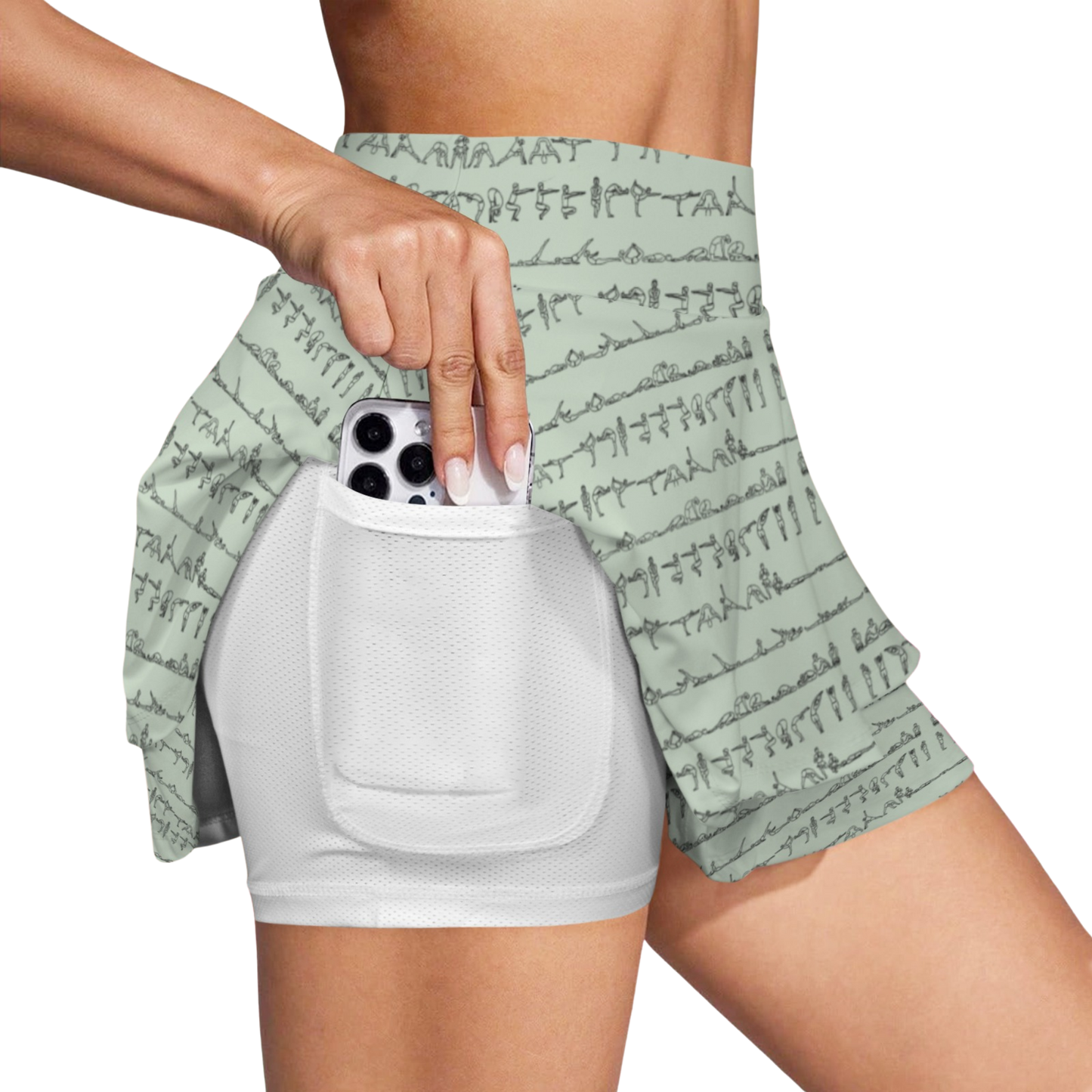 Bikram Pastel iSquared Ruffle Skirt with high waist, layered ruffle hem, and built-in shorts liner