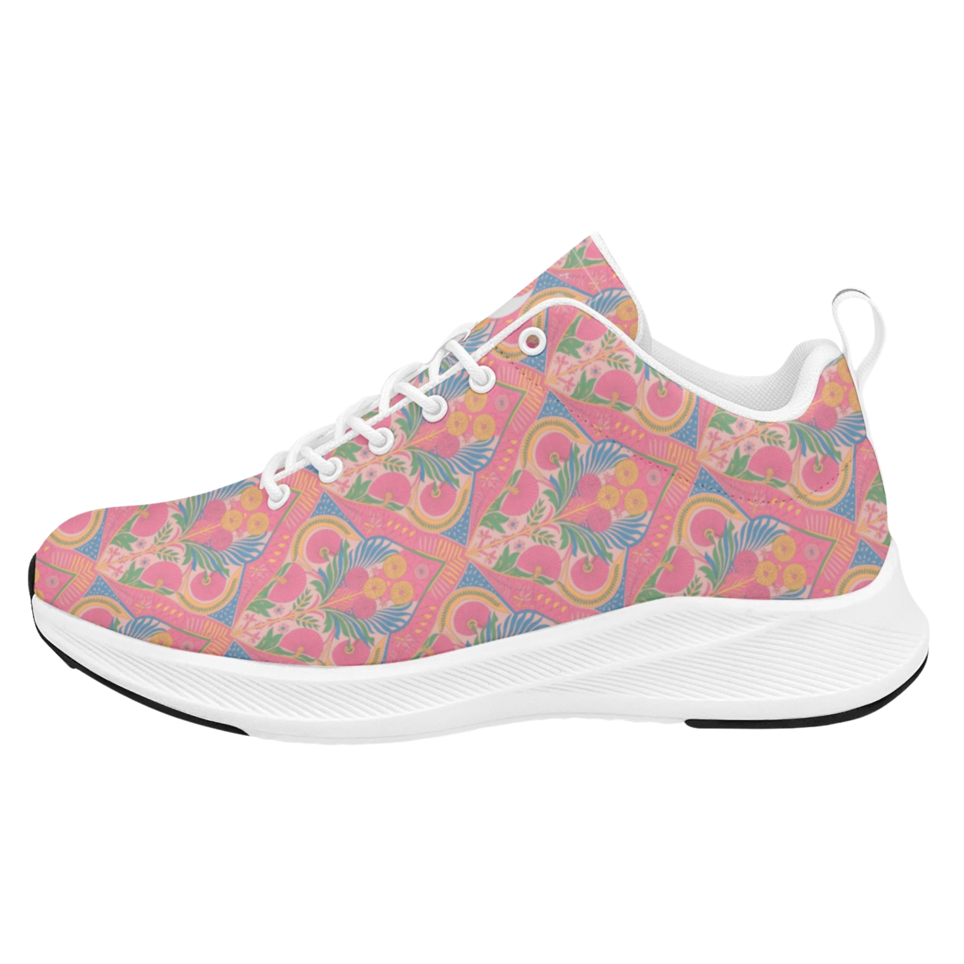 Jaipur Love iSquared Women Runners in vegan faux suede with reflective accents, mesh lining, and printed low-top design