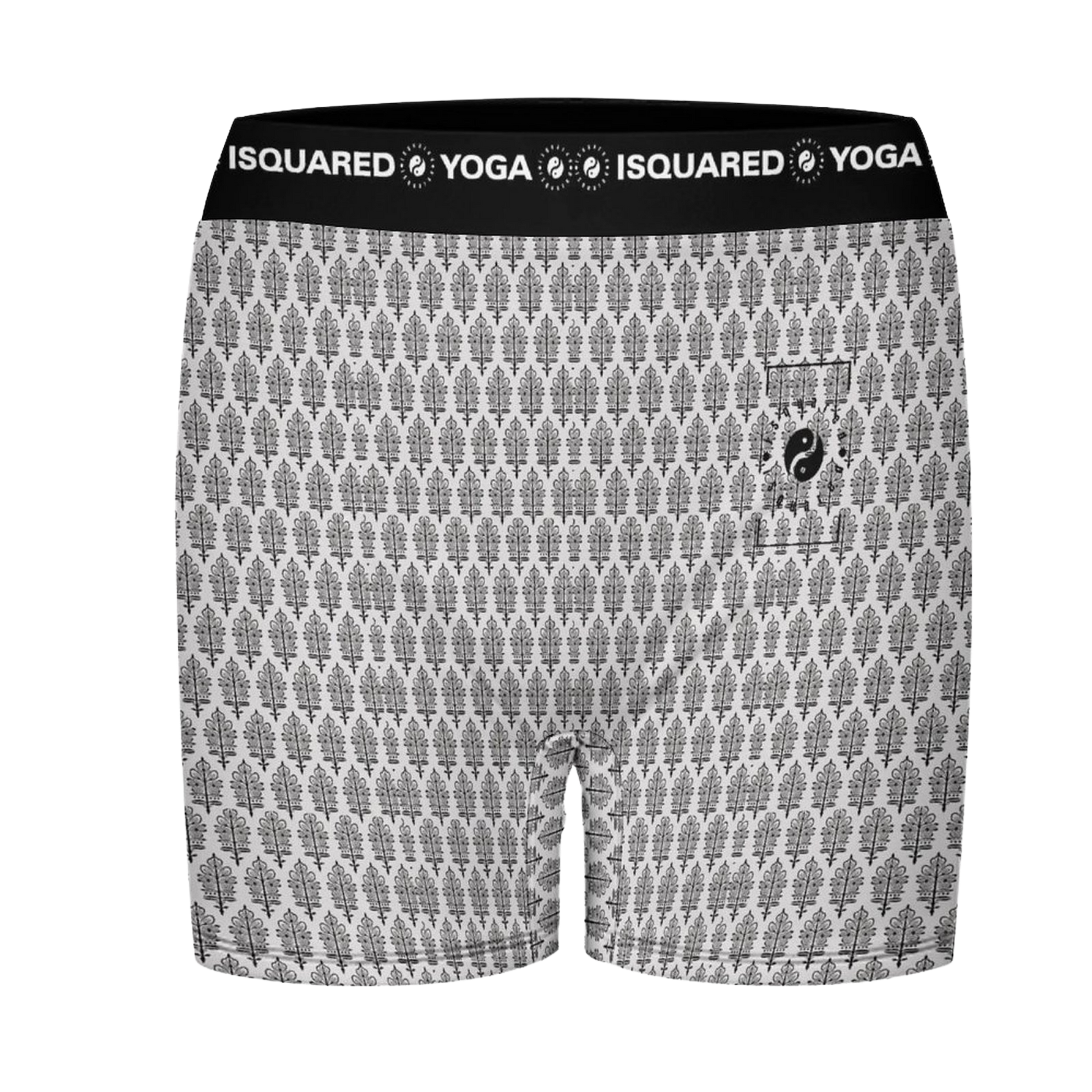 Jaipur Love iSquared Yoga Shorts with all-over print, wide waistband, and fitted unisex stretch design