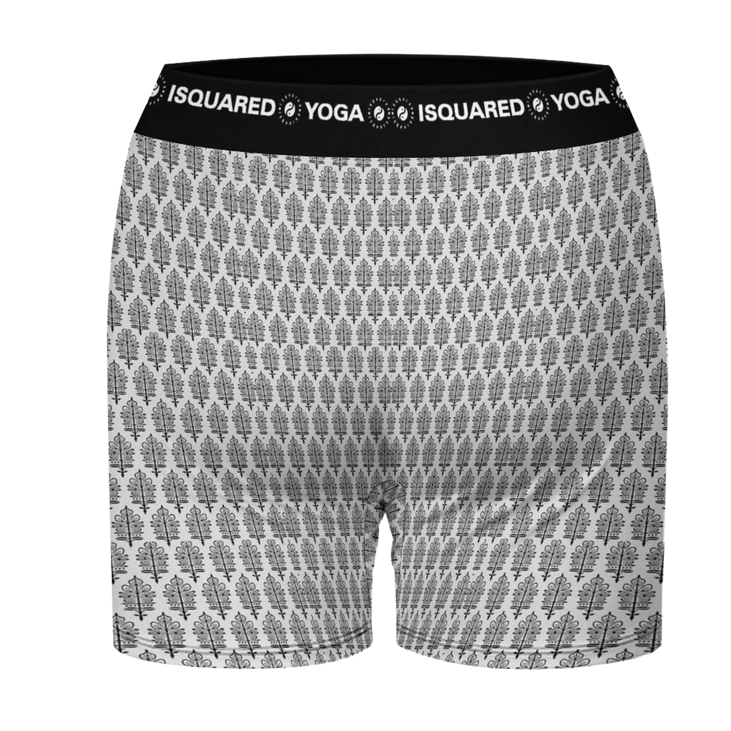Jaipur Love iSquared Yoga Shorts with all-over print, wide waistband, and fitted unisex stretch design