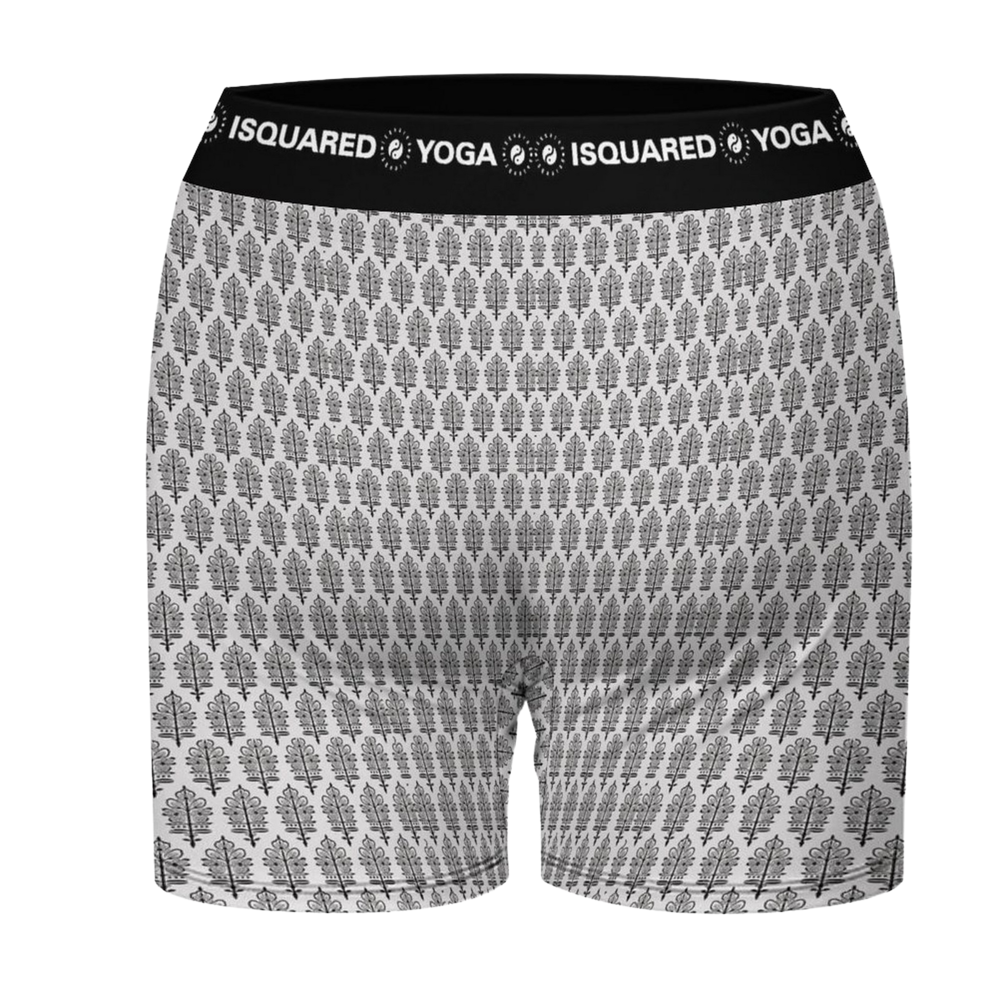 Jaipur Love iSquared Yoga Shorts with all-over print, wide waistband, and fitted unisex stretch design