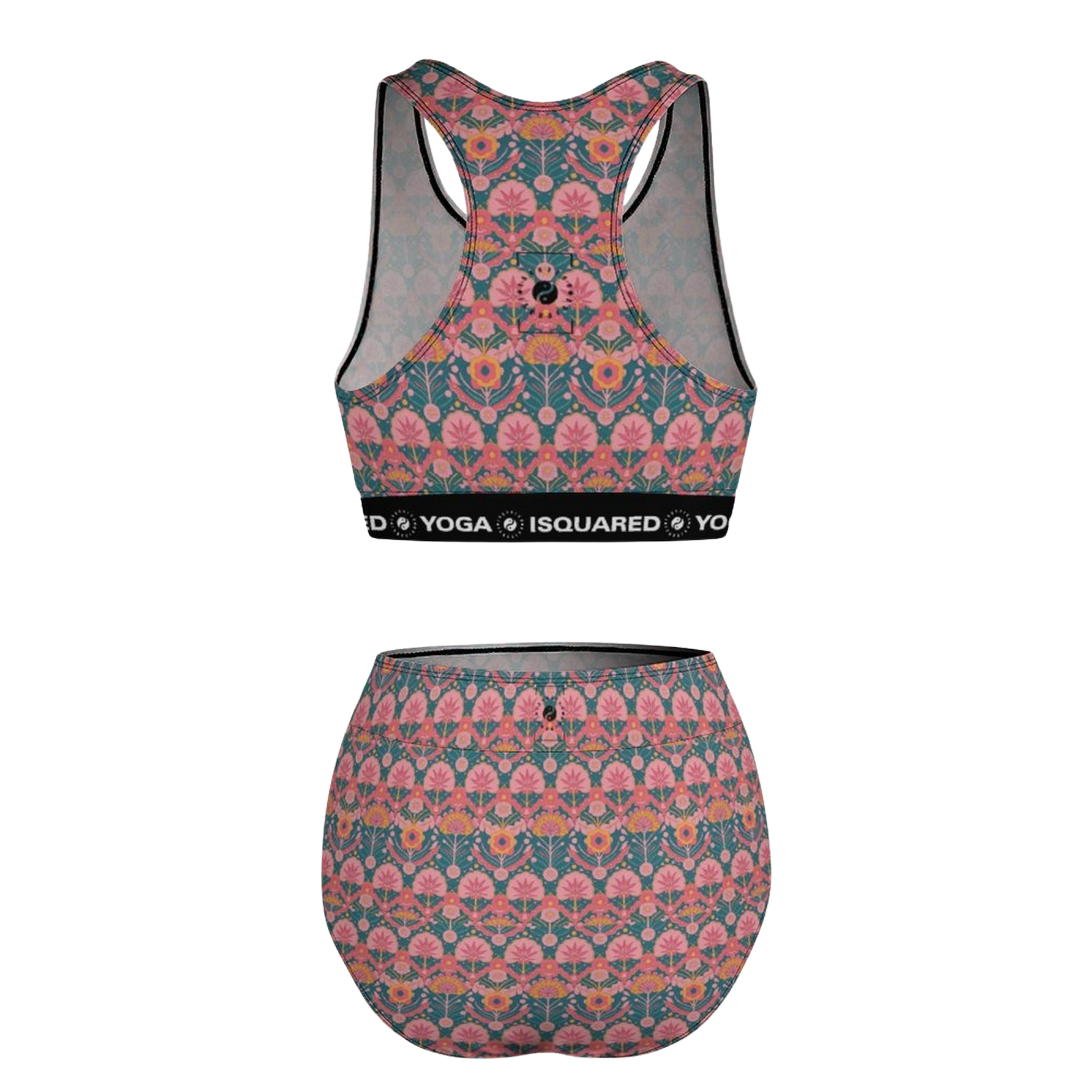 Jaipur Love hot yoga bikini set with quick-dry stretch fabric, detachable pads, and bold Rajasthan-inspired print