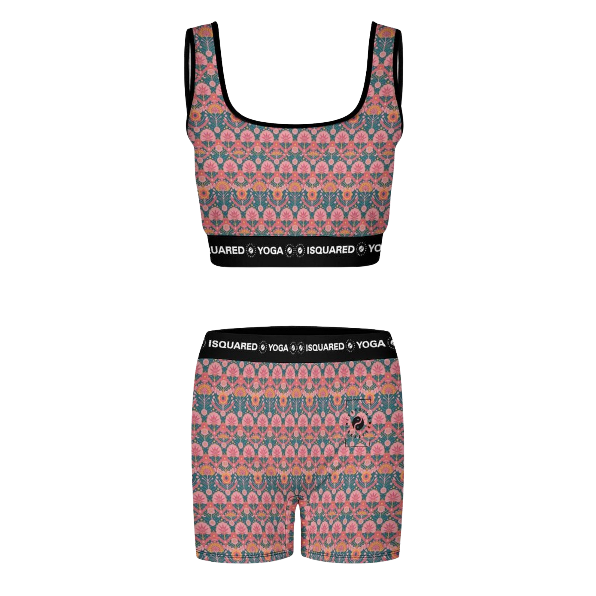 Jaipur Love iSquared Yoga Set with printed sports bra and leggings in moisture-wicking 78% polyester 22% spandex