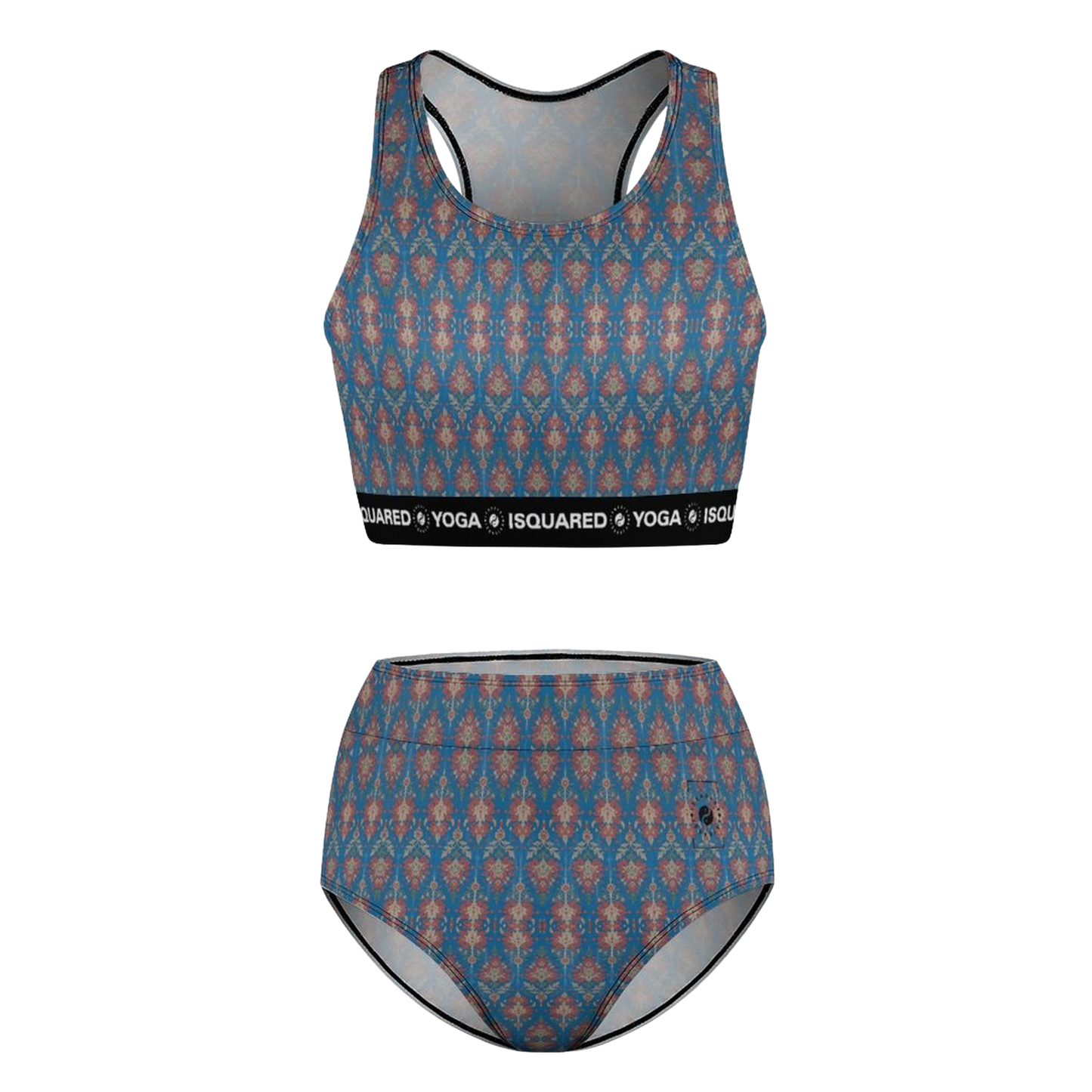 Jaipur Love hot yoga bikini set with quick-dry stretch fabric, detachable pads, and bold Rajasthan-inspired print