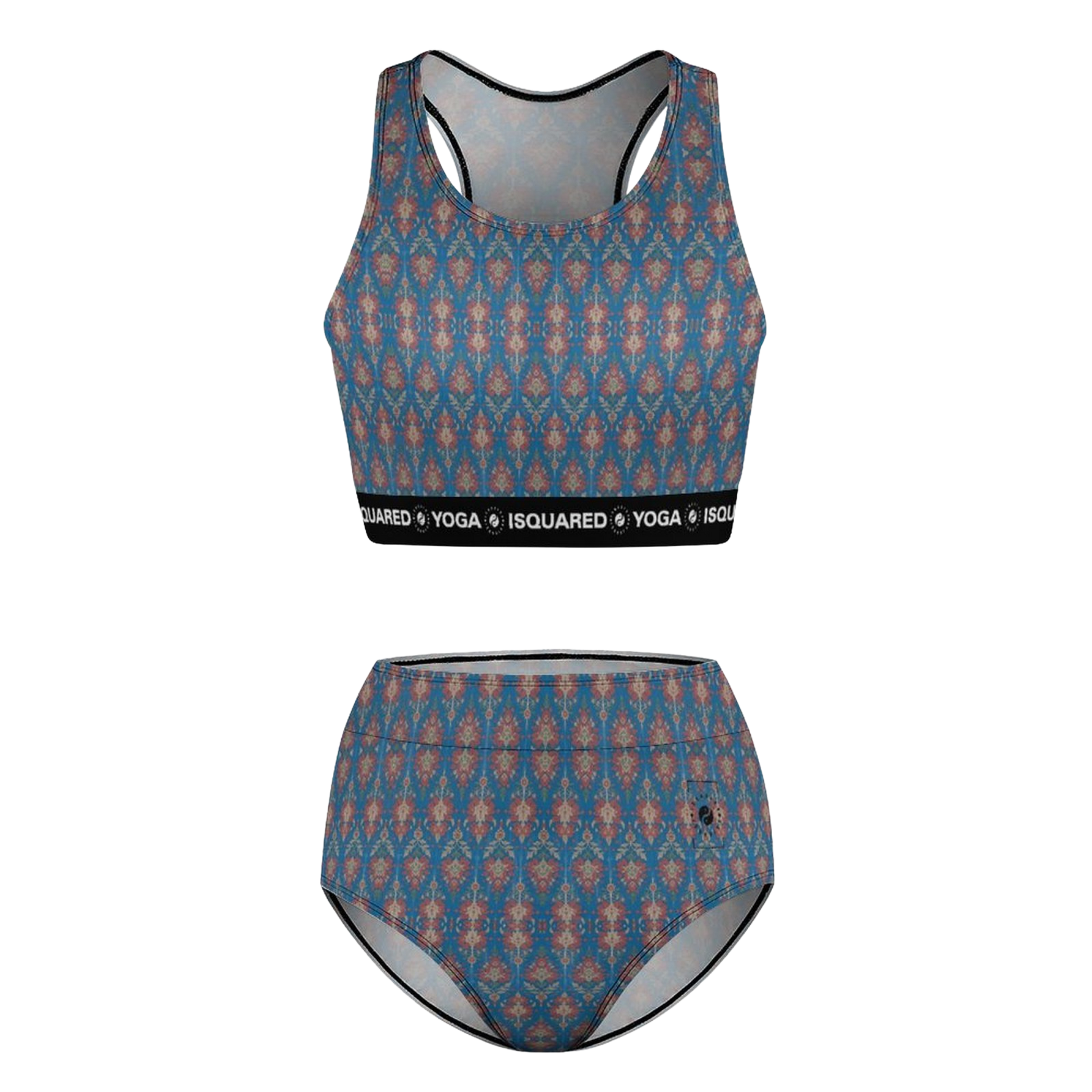 Jaipur Love hot yoga bikini set with quick-dry stretch fabric, detachable pads, and bold Rajasthan-inspired print