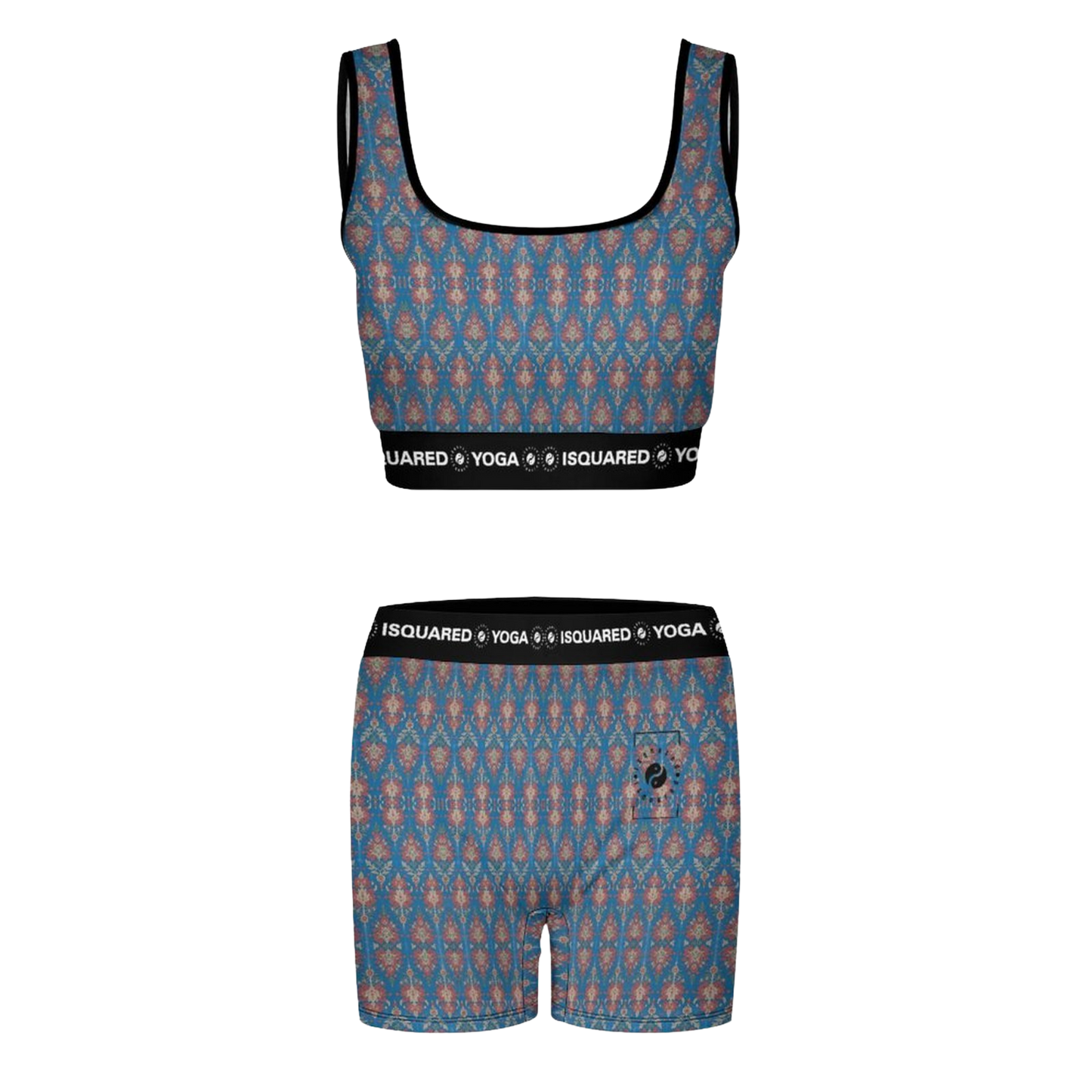 Jaipur Love iSquared Yoga Set with printed sports bra and leggings in moisture-wicking 78% polyester 22% spandex