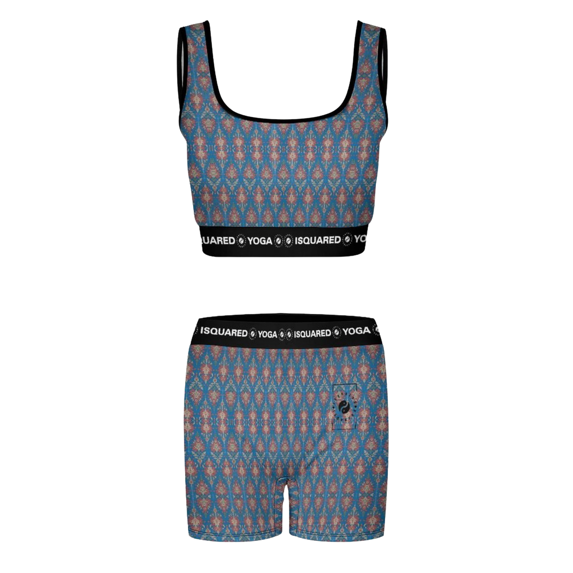 Jaipur Love iSquared Yoga Set with printed sports bra and leggings in moisture-wicking 78% polyester 22% spandex