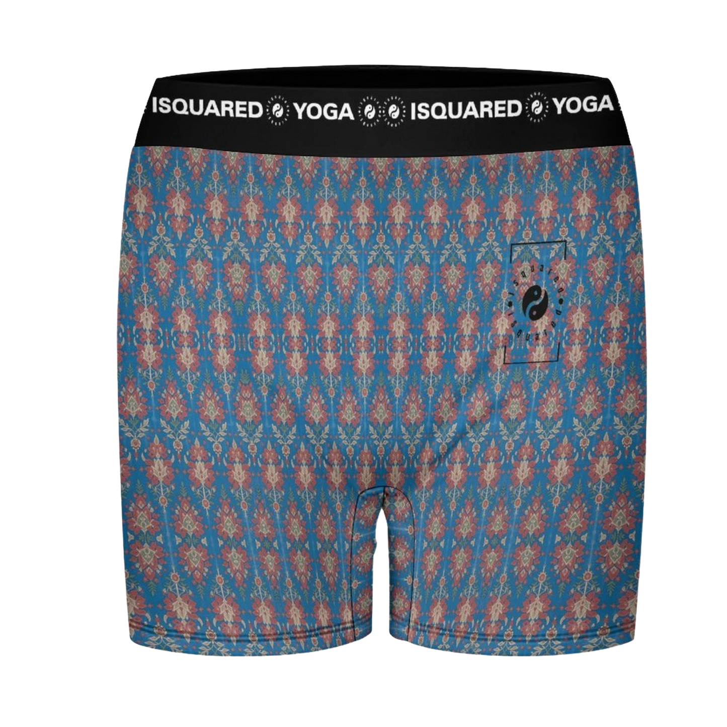 Jaipur Love iSquared Yoga Shorts with all-over print, wide waistband, and fitted unisex stretch design