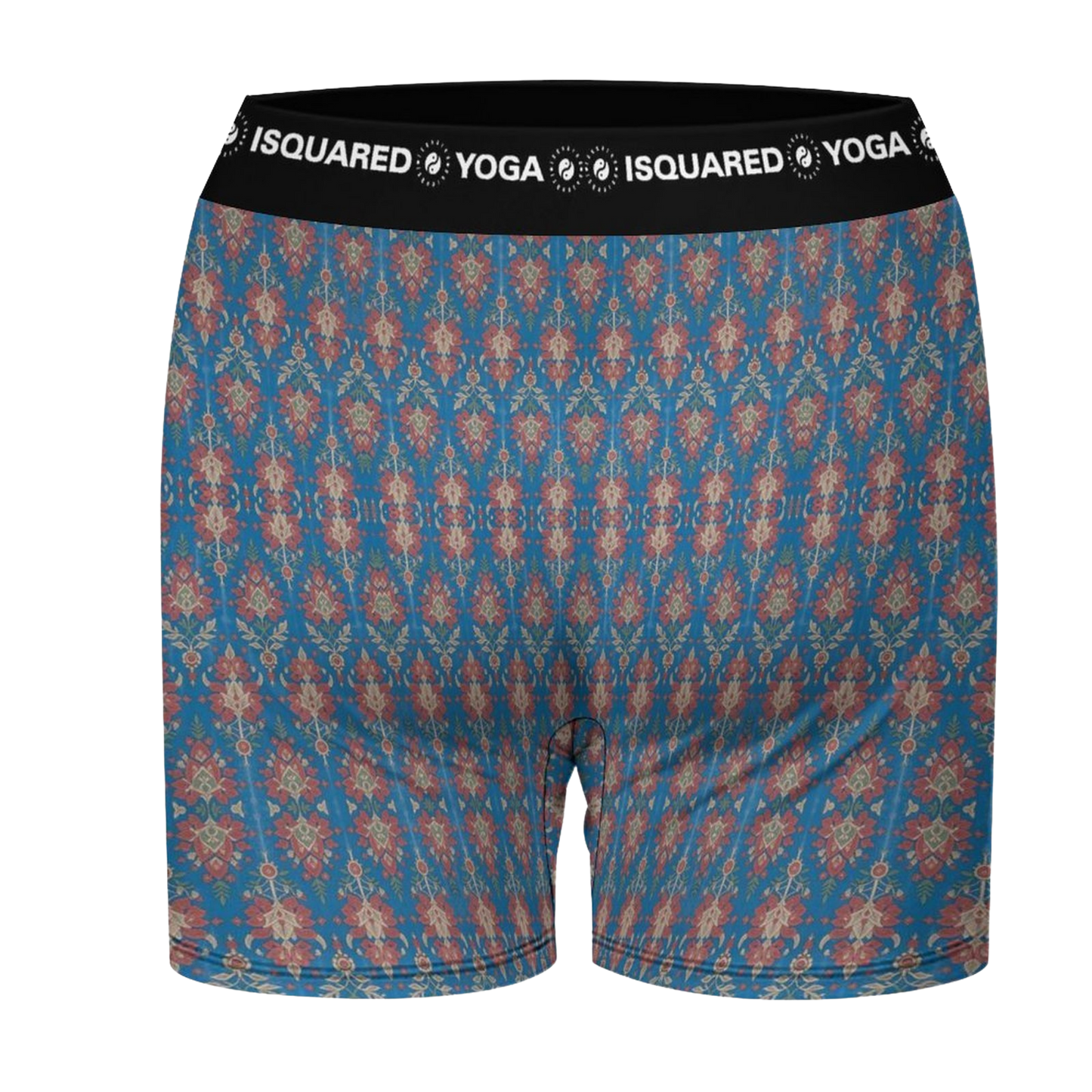 Jaipur Love iSquared Yoga Shorts with all-over print, wide waistband, and fitted unisex stretch design