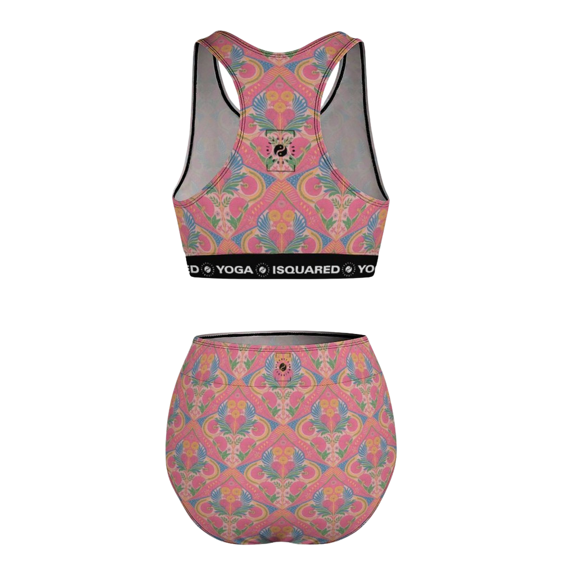 Jaipur Love hot yoga bikini set with quick-dry stretch fabric, detachable pads, and bold Rajasthan-inspired print